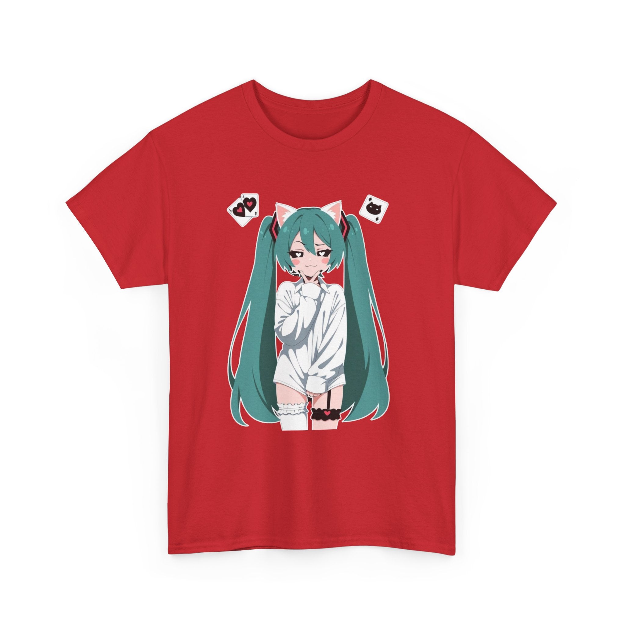 Hatsune Miku Catgirl Cute Anime Unisex Heavy Cotton Tee