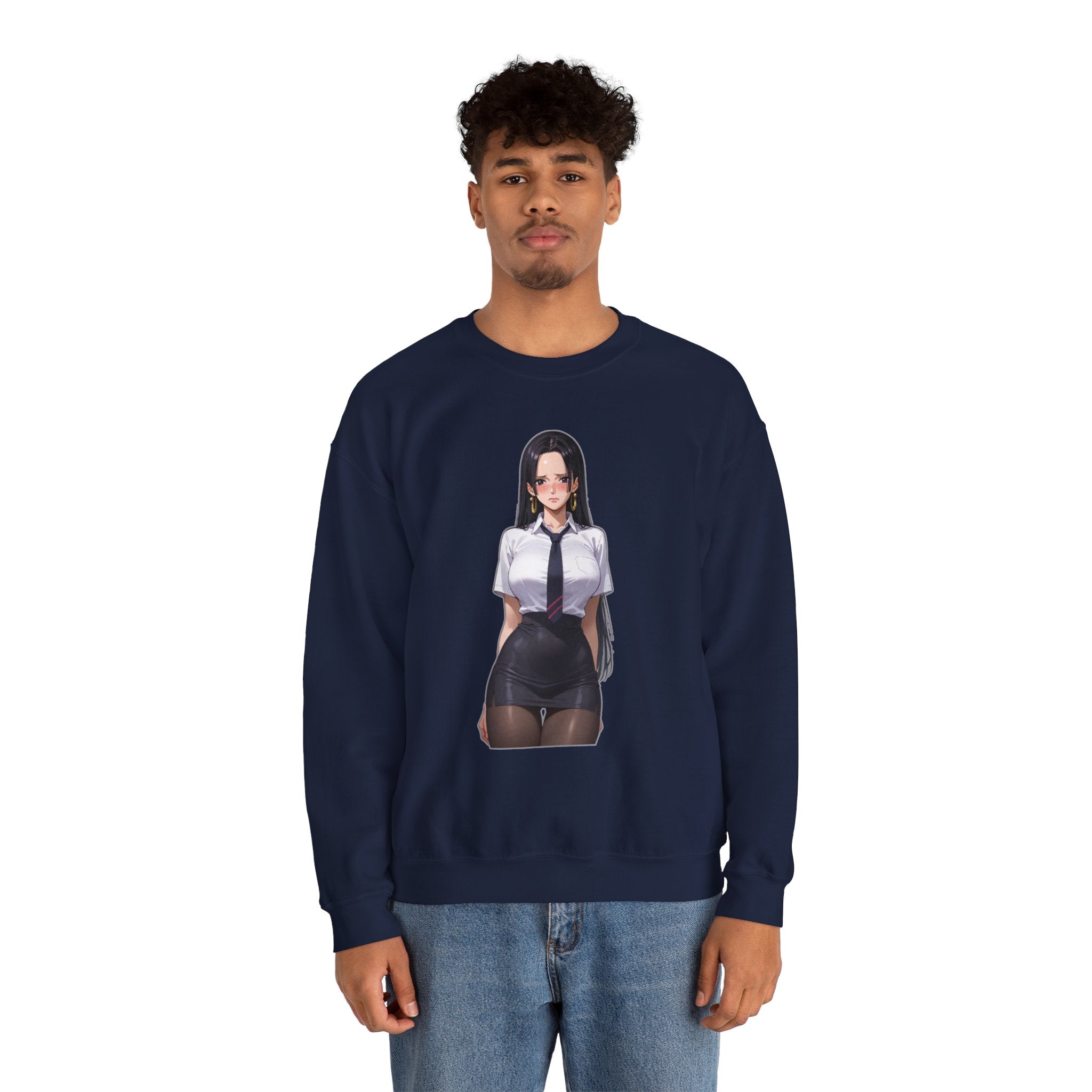 Nico Robin Office Lady Blushing Anime Unisex Heavy Blend™ Crewneck Sweatshirt