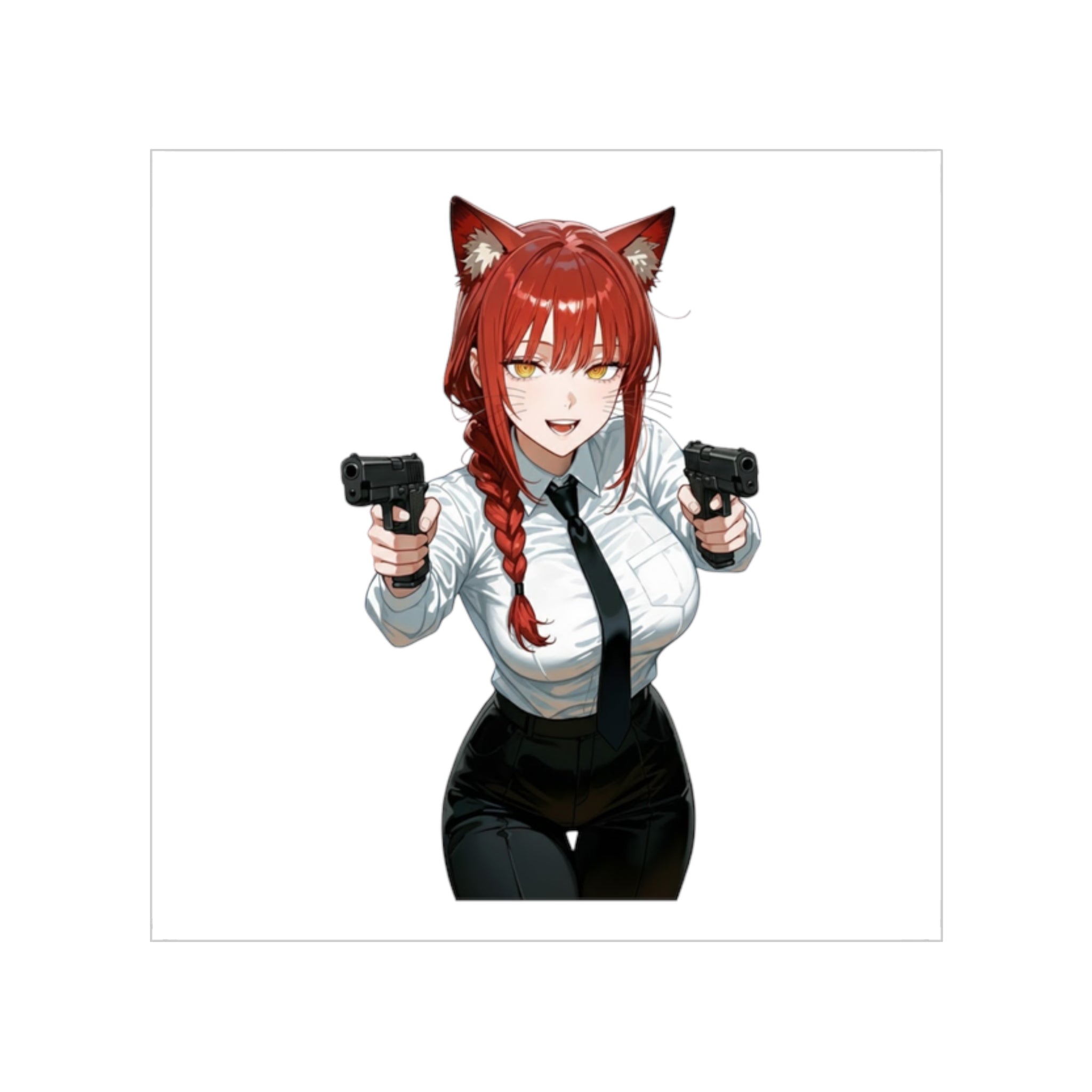 Makima Cosplay Cat Tactical Waifu Sticker