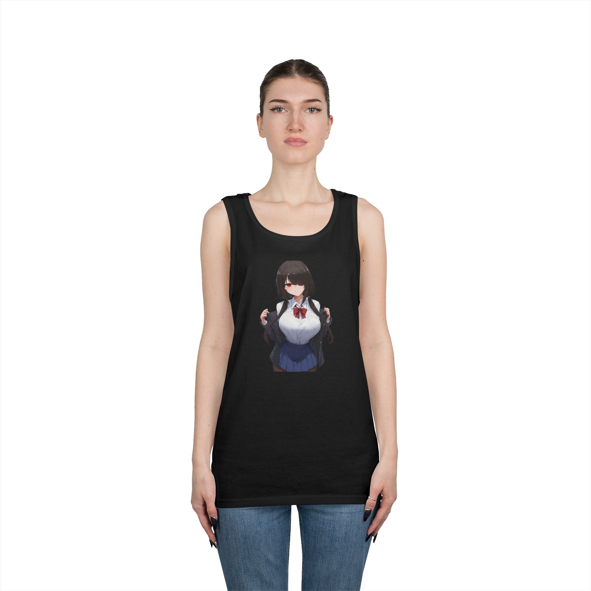 Tokisaki Kurum Schoolgirl Gothic Seductive Heavy Cotton Tank Top