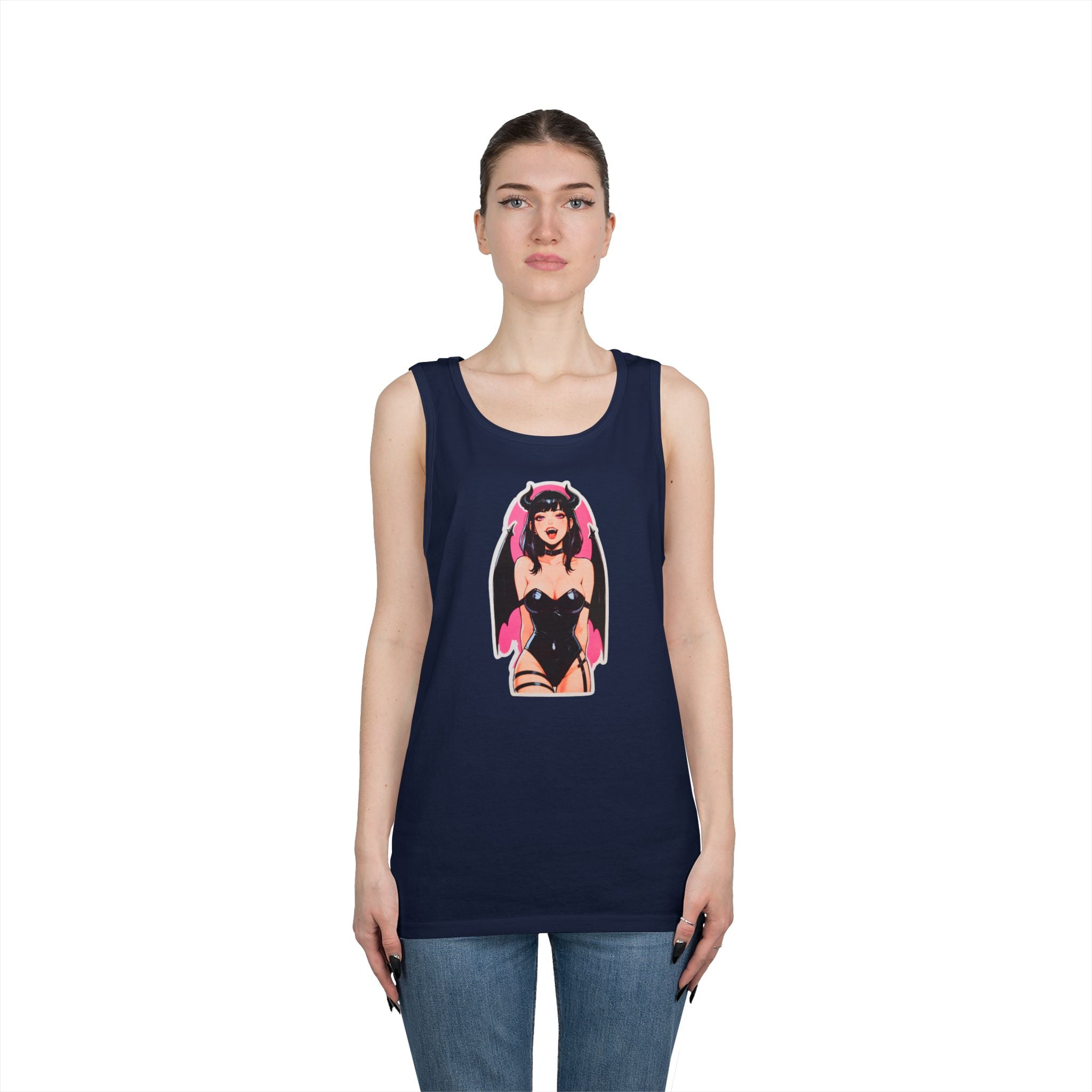 Succubus Ahegao Dark Gothic Heavy Cotton Tank Top