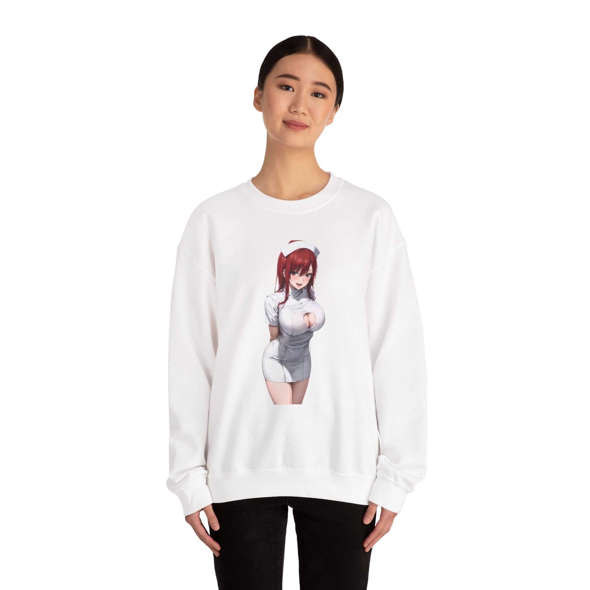 Ezra Scarlet Nurse Uniform Anime Unisex Heavy Blend™ Crewneck Sweatshirt