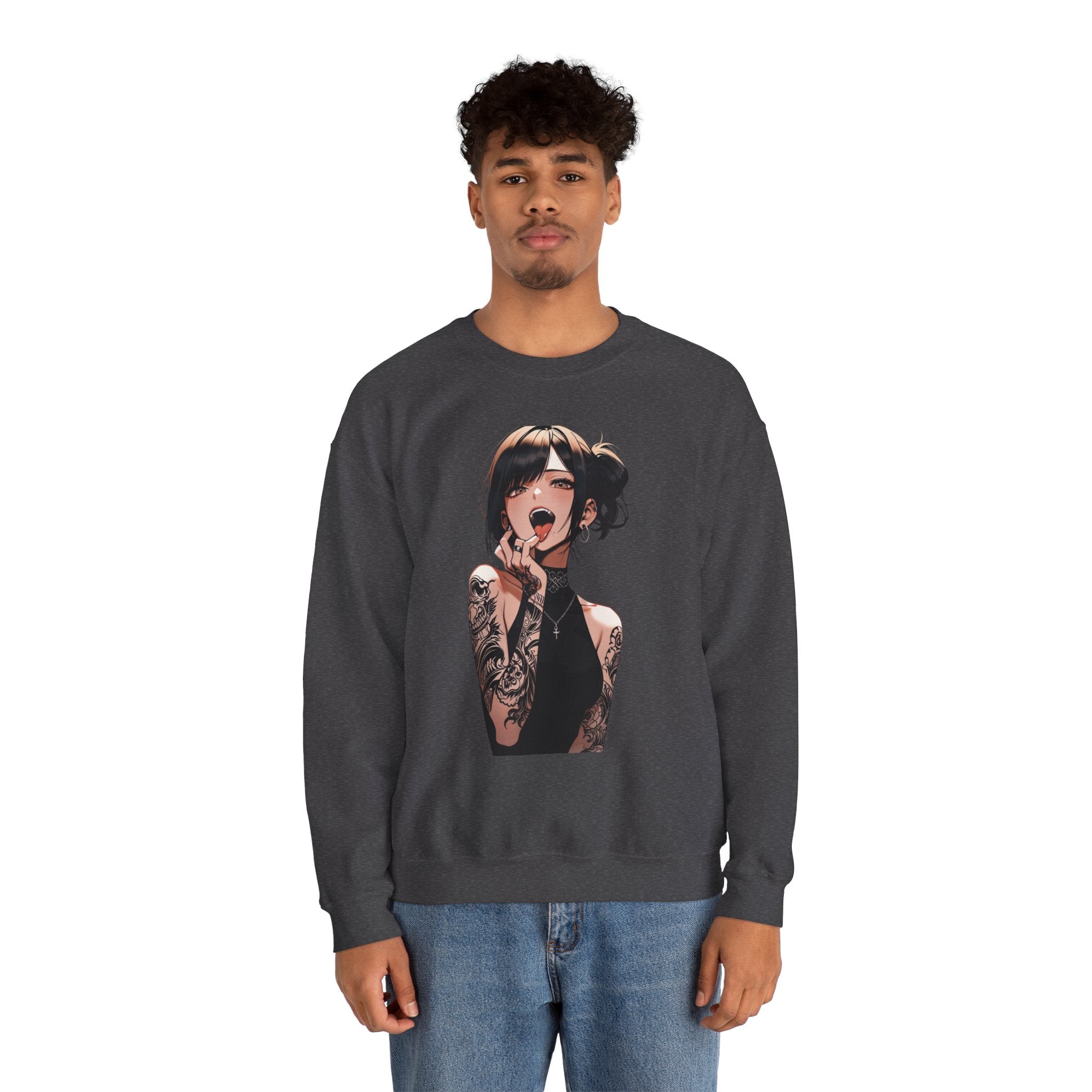 Gothic Himiko Toga Tattooed Ahegao Unisex Heavy Blend™ Crewneck Sweatshirt
