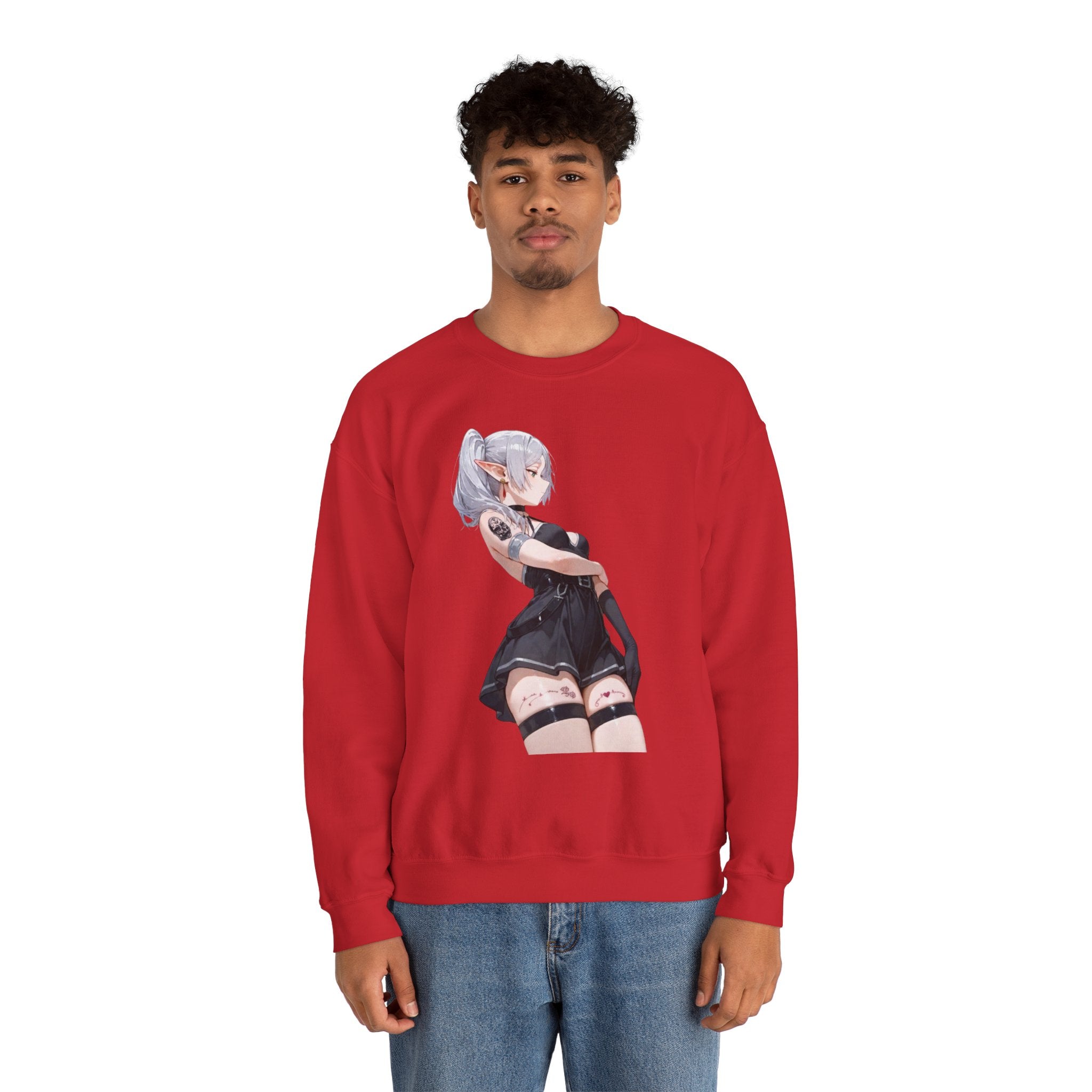 Sexy Frieren Tattooed Black Outfit Unisex Heavy Blend™ Crewneck Sweatshirt
