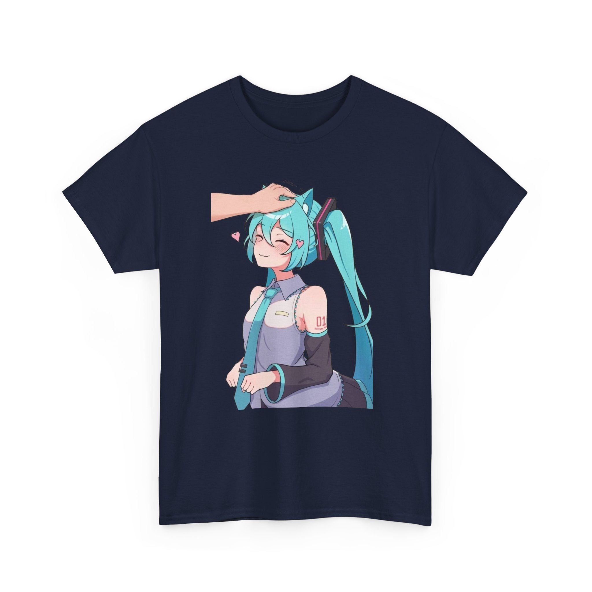 Hatsune Miku Headpat Smiling Catgirl Heavy Cotton Tee