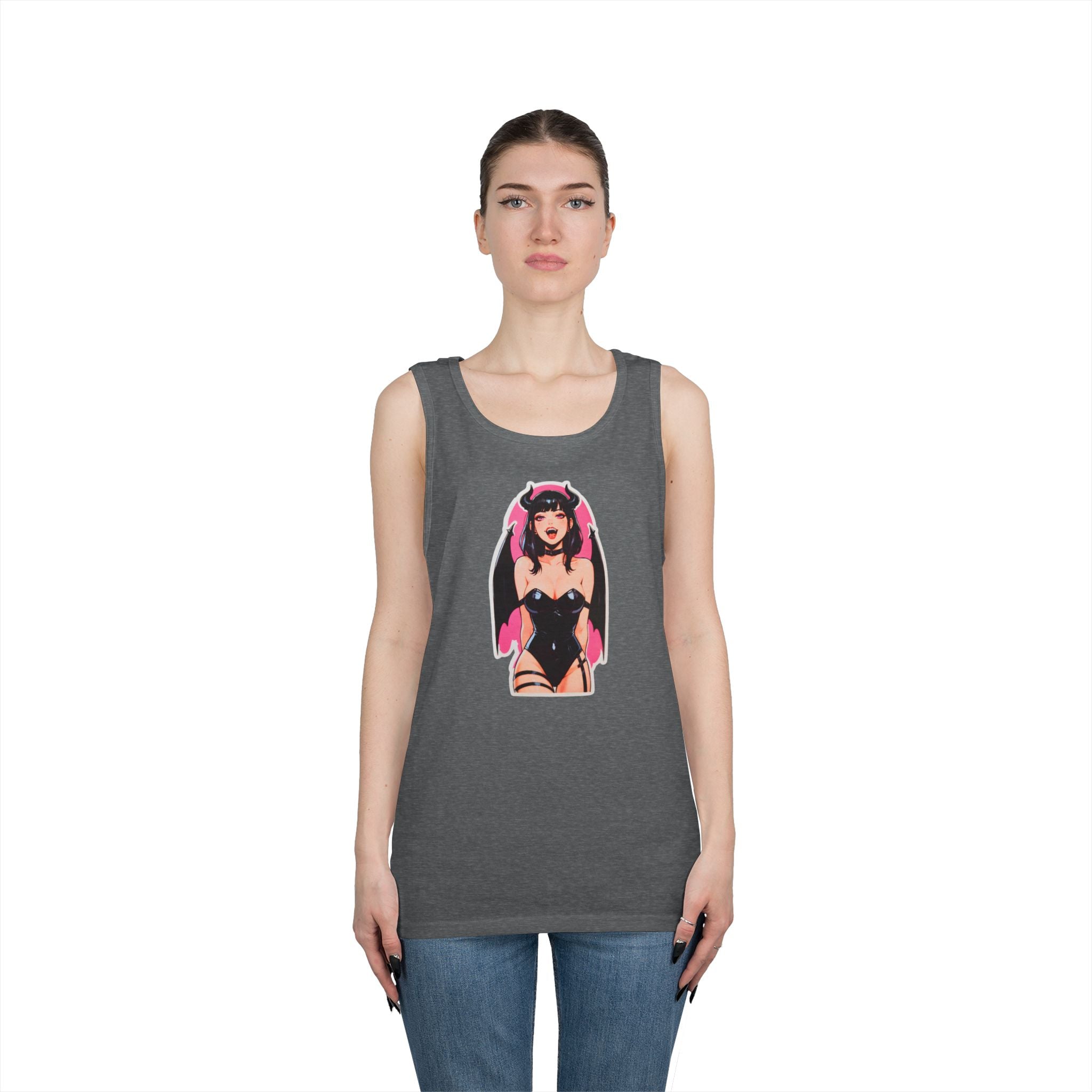 Succubus Ahegao Dark Gothic Heavy Cotton Tank Top