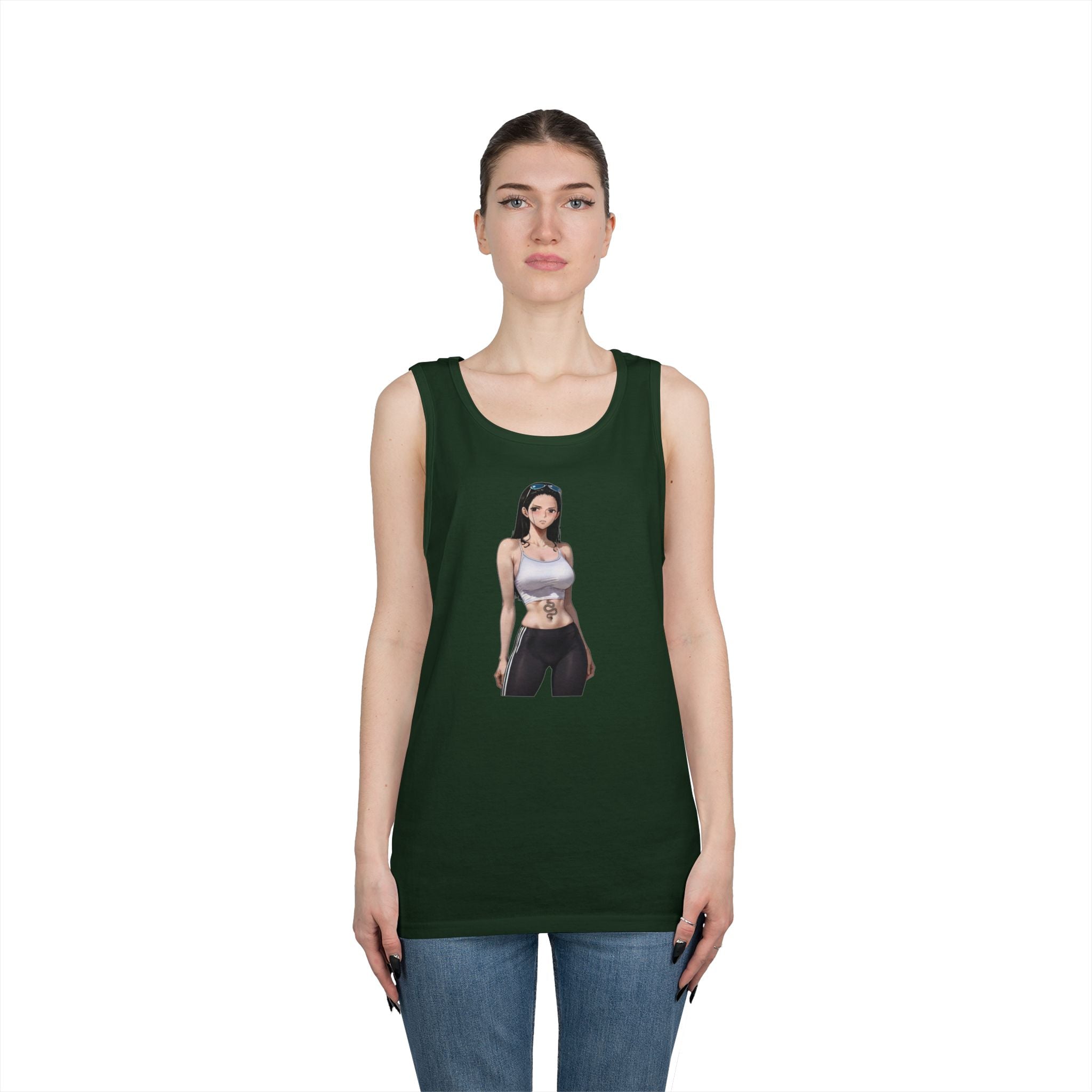 Nico Robin Sporty Snake Tattoo Anime Heavy Cotton Tank Top