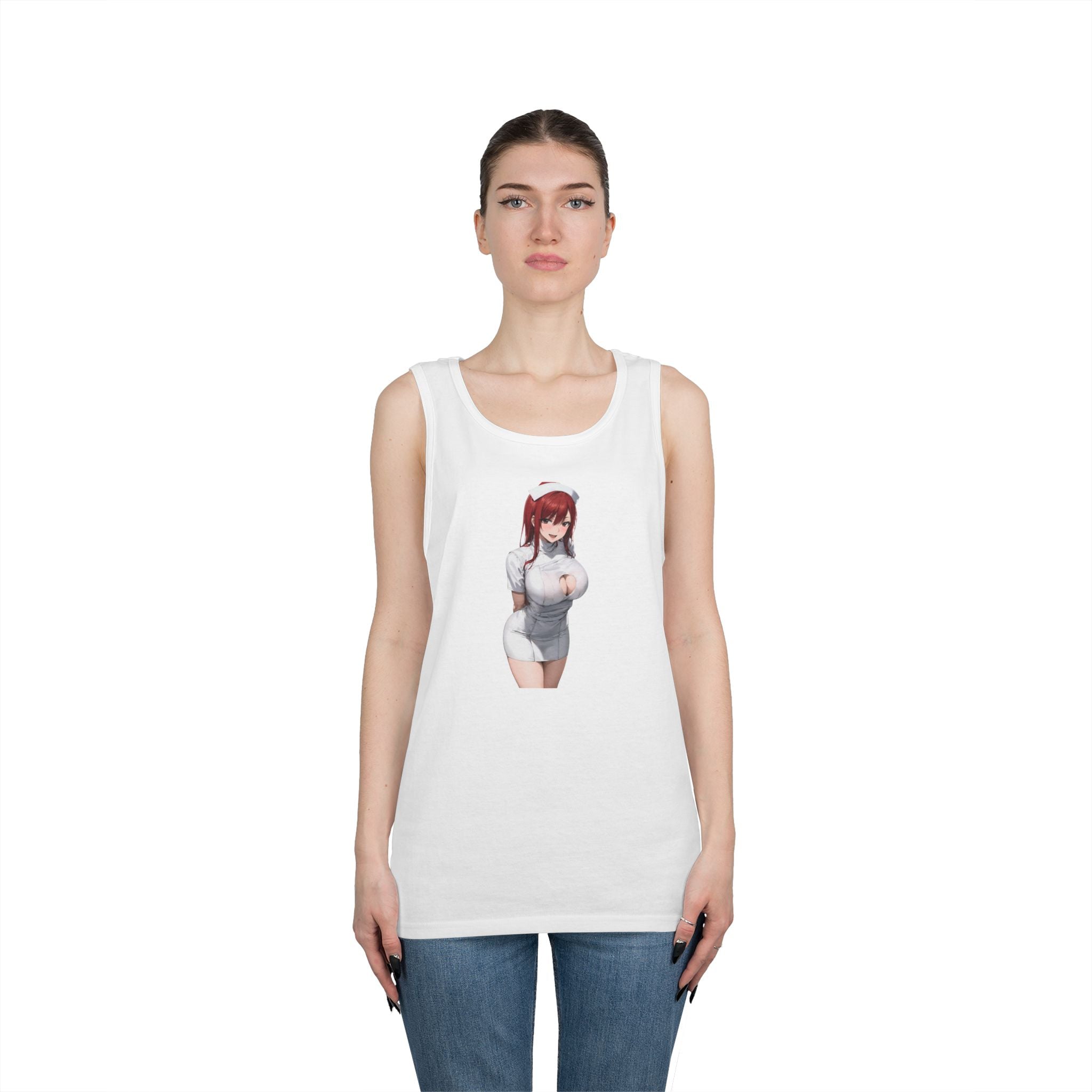 Ezra Scarlet Nurse Uniform Anime Heavy Cotton Tank Top