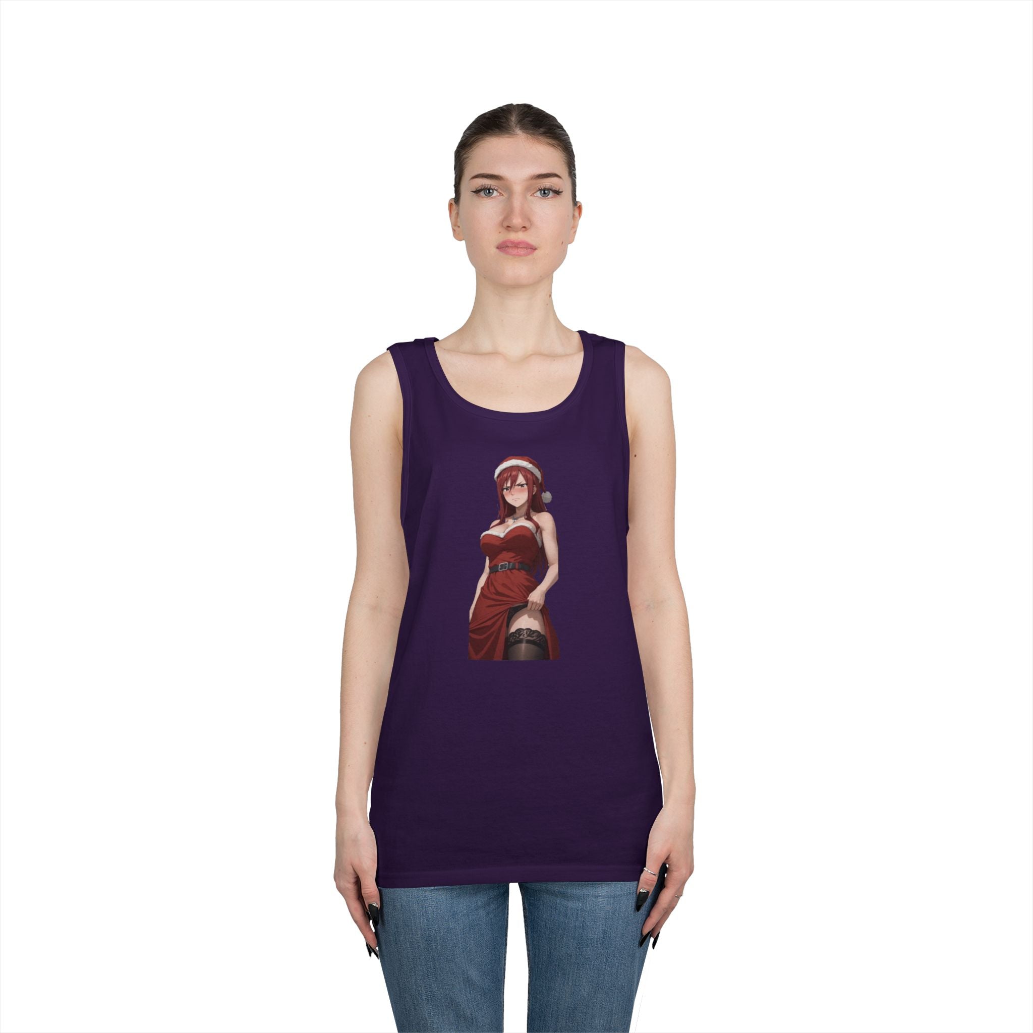Ezra Scarlet Christmas Themed Angry Anime Heavy Cotton Tank Top