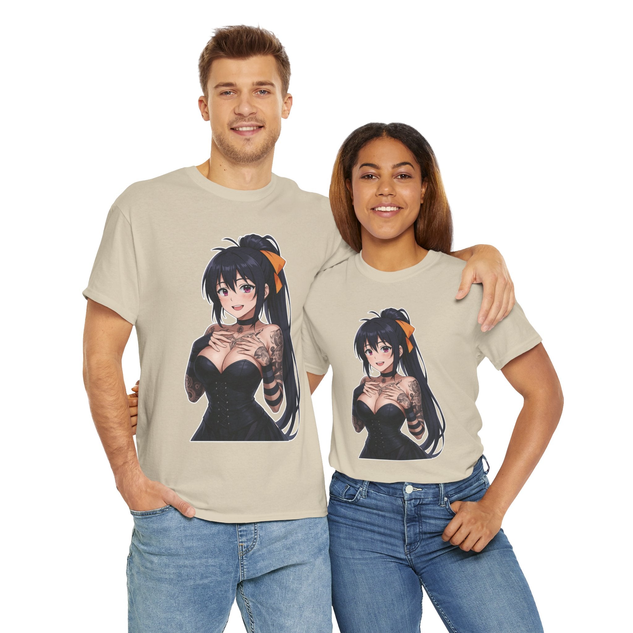 Gothic Style Akeno Himejima Tattoed Waifu Unisex Heavy Cotton Tee