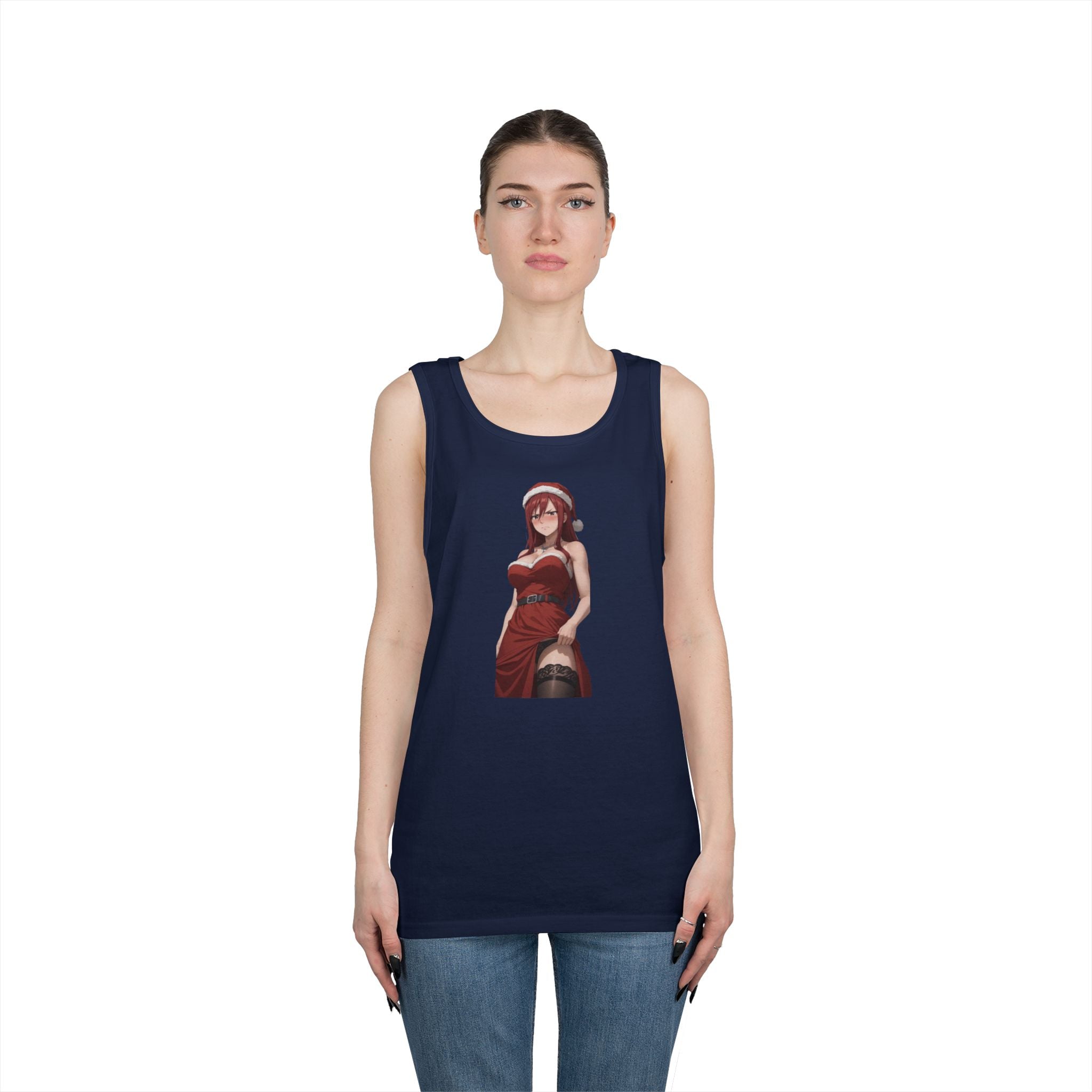 Ezra Scarlet Christmas Themed Angry Anime Heavy Cotton Tank Top