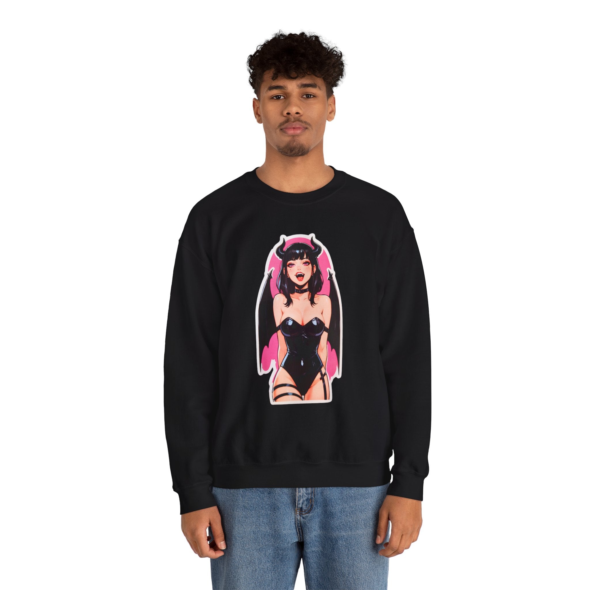 Succubus Ahegao Dark Gothic Unisex Heavy Blend™ Crewneck Sweatshirt