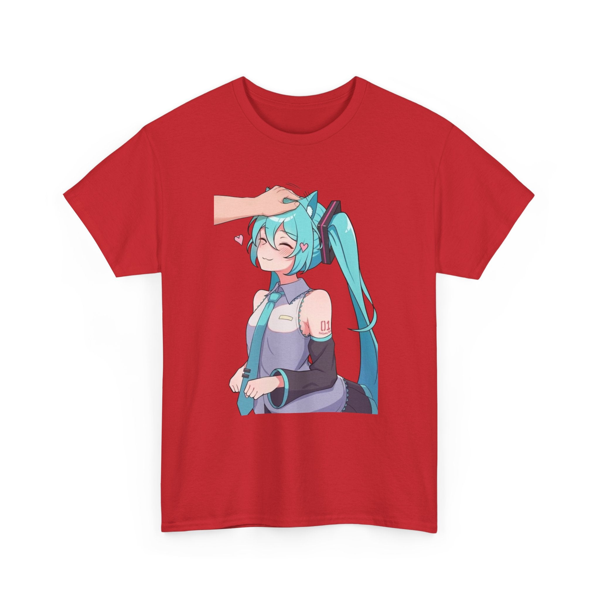 Hatsune Miku Headpat Smiling Catgirl Heavy Cotton Tee