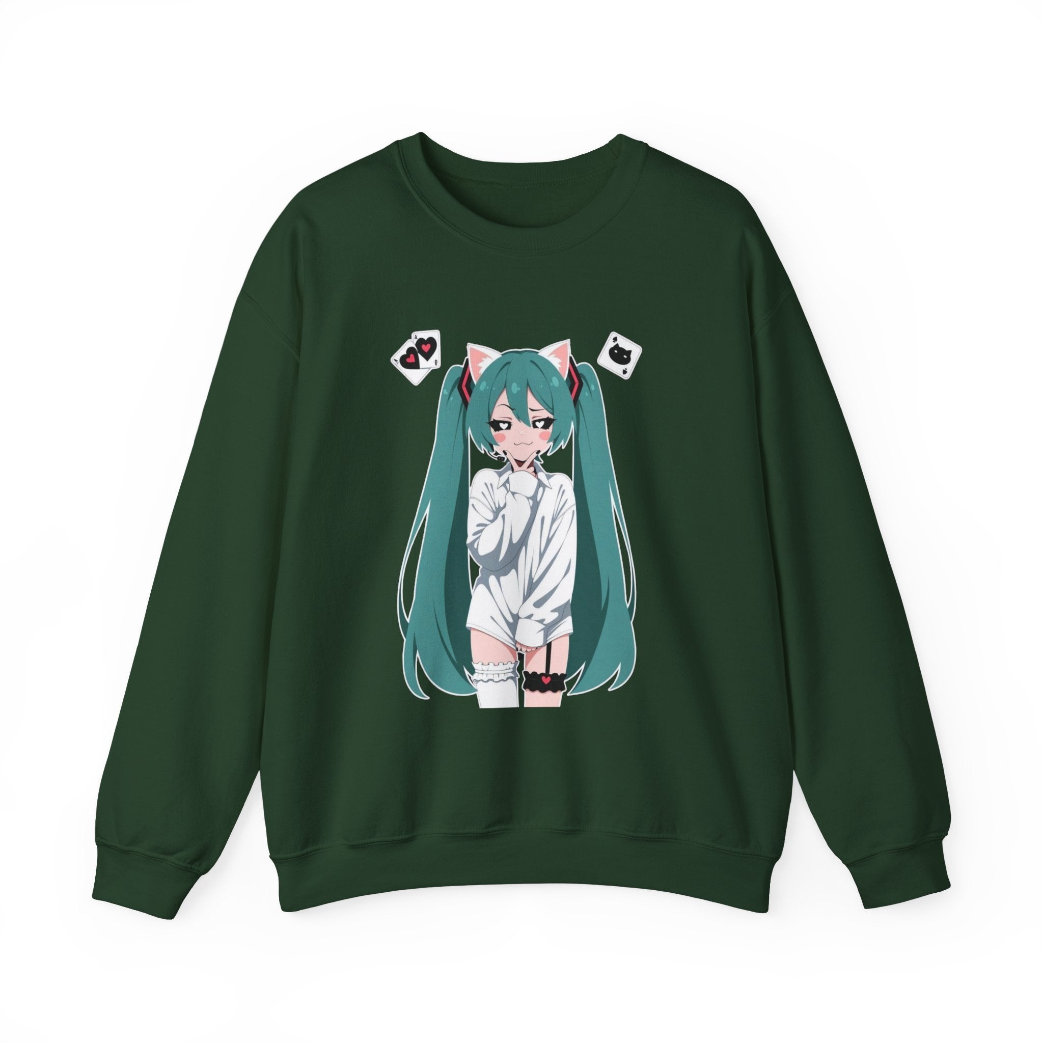 Hatsune Miku Catgirl Cute Unisex Heavy Blend™ Crewneck Sweatshirt