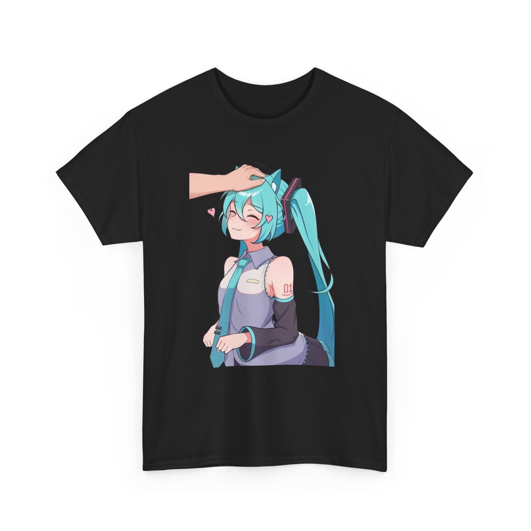 Hatsune Miku Headpat Smiling Catgirl Heavy Cotton Tee