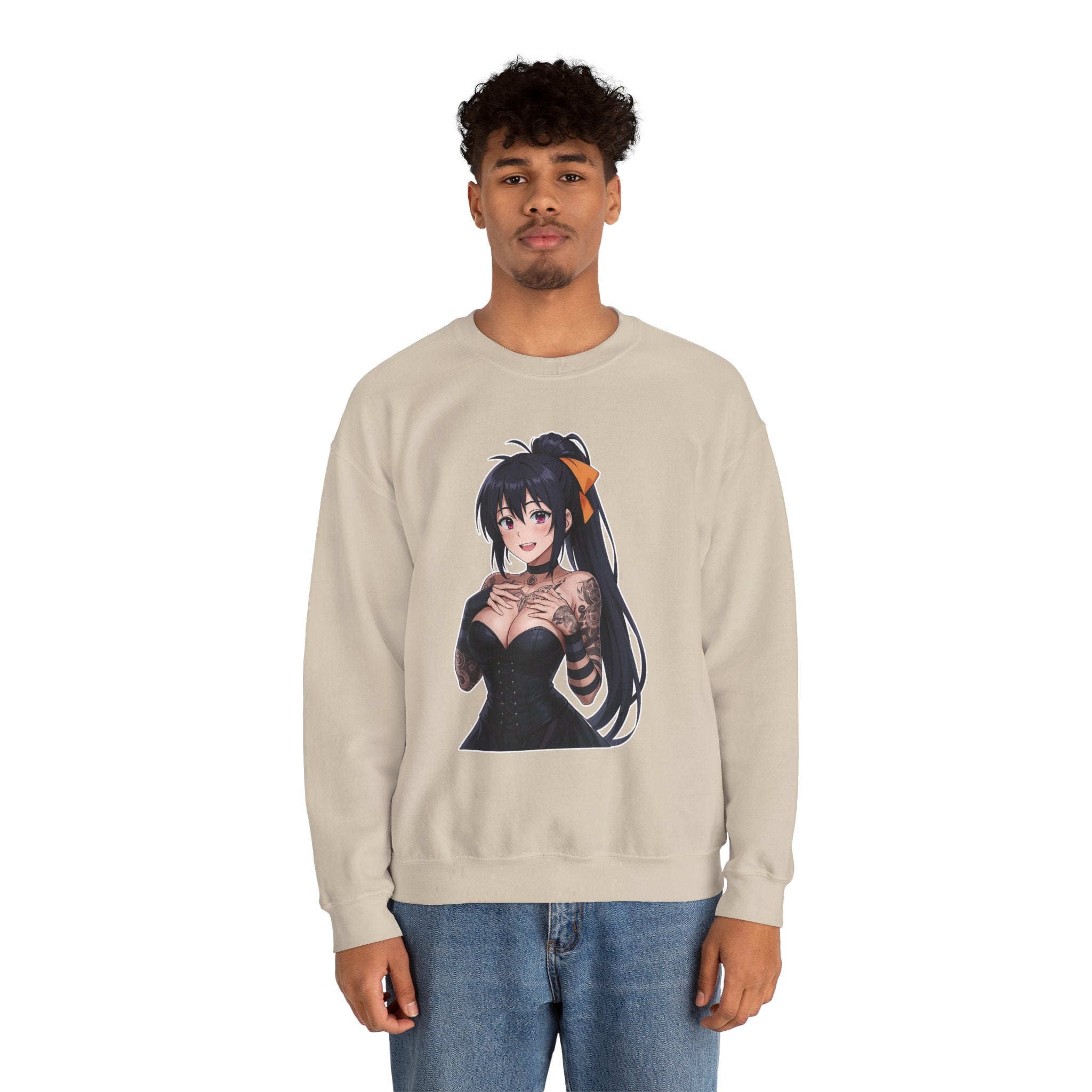 Gothic Style Akeno Himejima Tattoed Waifu Unisex Heavy Blend™ Crewneck Sweatshirt