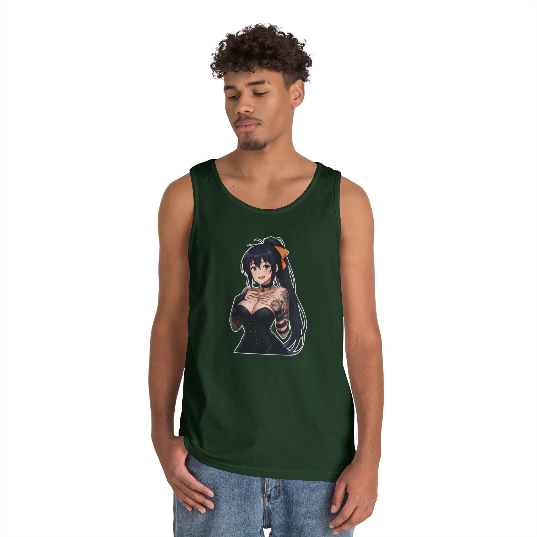Gothic Style Akeno Himejima Tattoed Waifu Heavy Cotton Tank Top