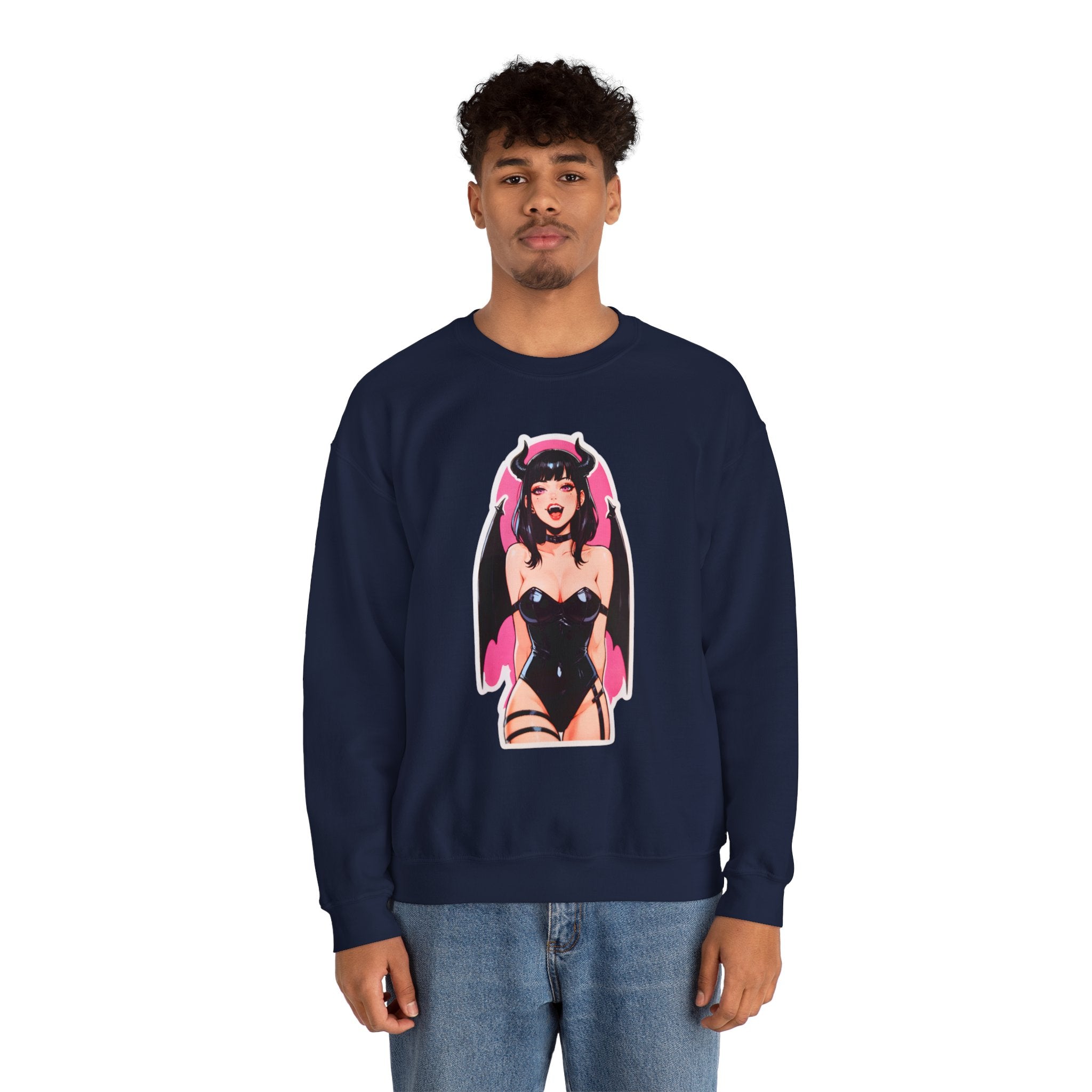 Succubus Ahegao Dark Gothic Unisex Heavy Blend™ Crewneck Sweatshirt