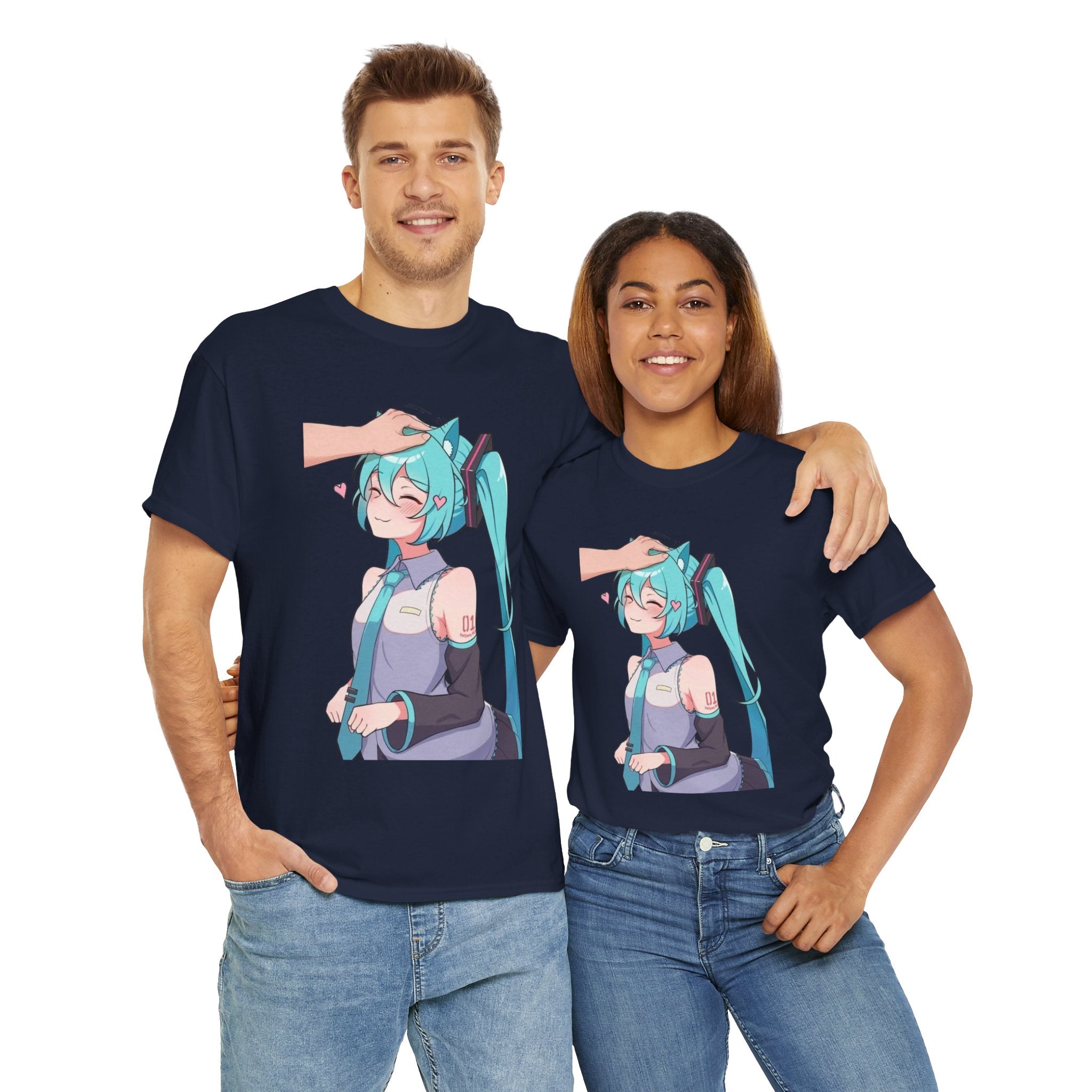 Hatsune Miku Headpat Smiling Catgirl Heavy Cotton Tee