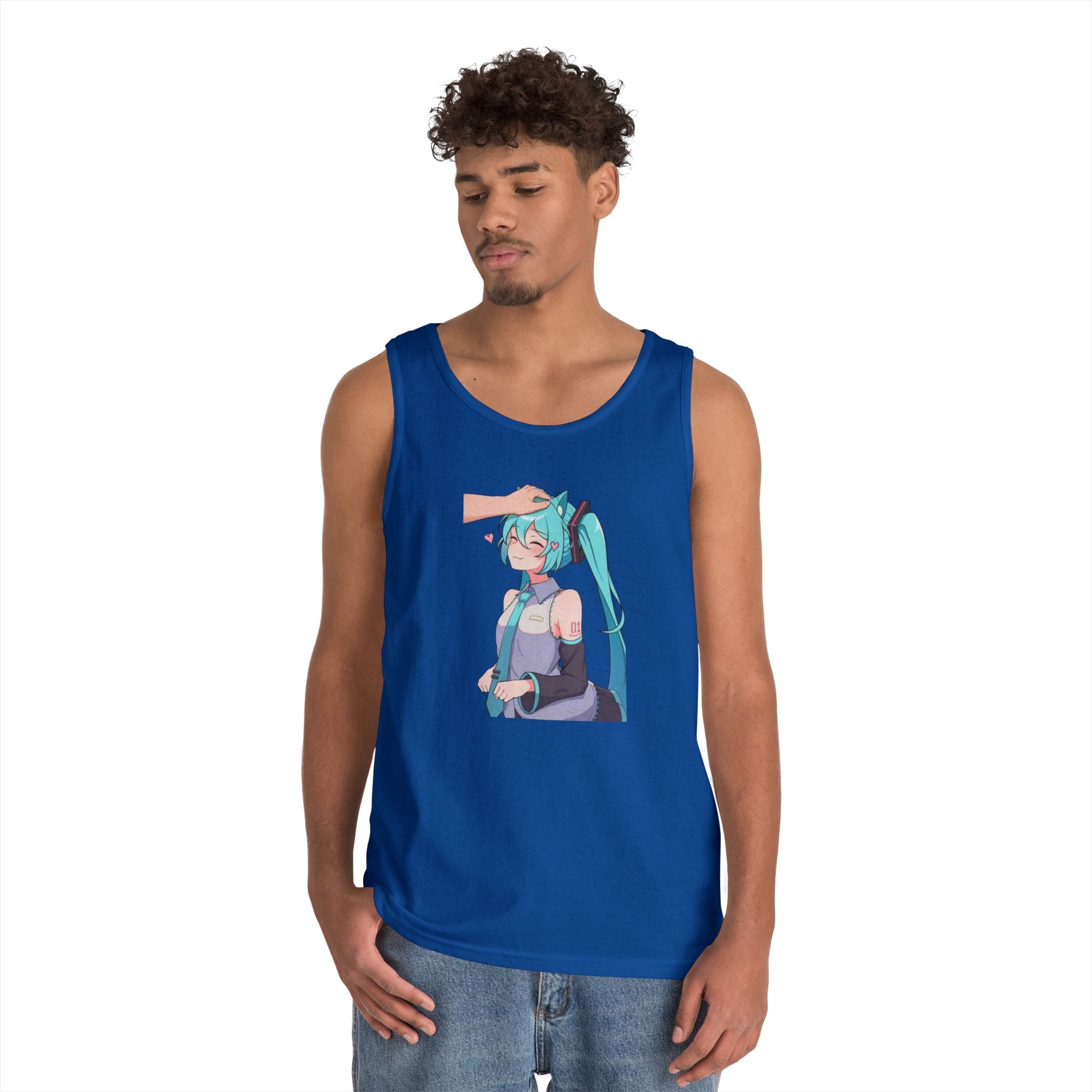 Hatsune Miku Headpat Smiling Catgirl Heavy Cotton Tank Top