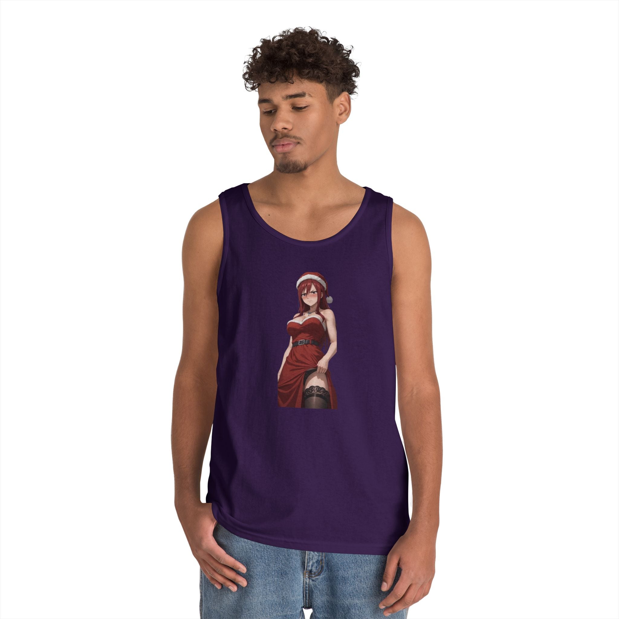 Ezra Scarlet Christmas Themed Angry Anime Heavy Cotton Tank Top