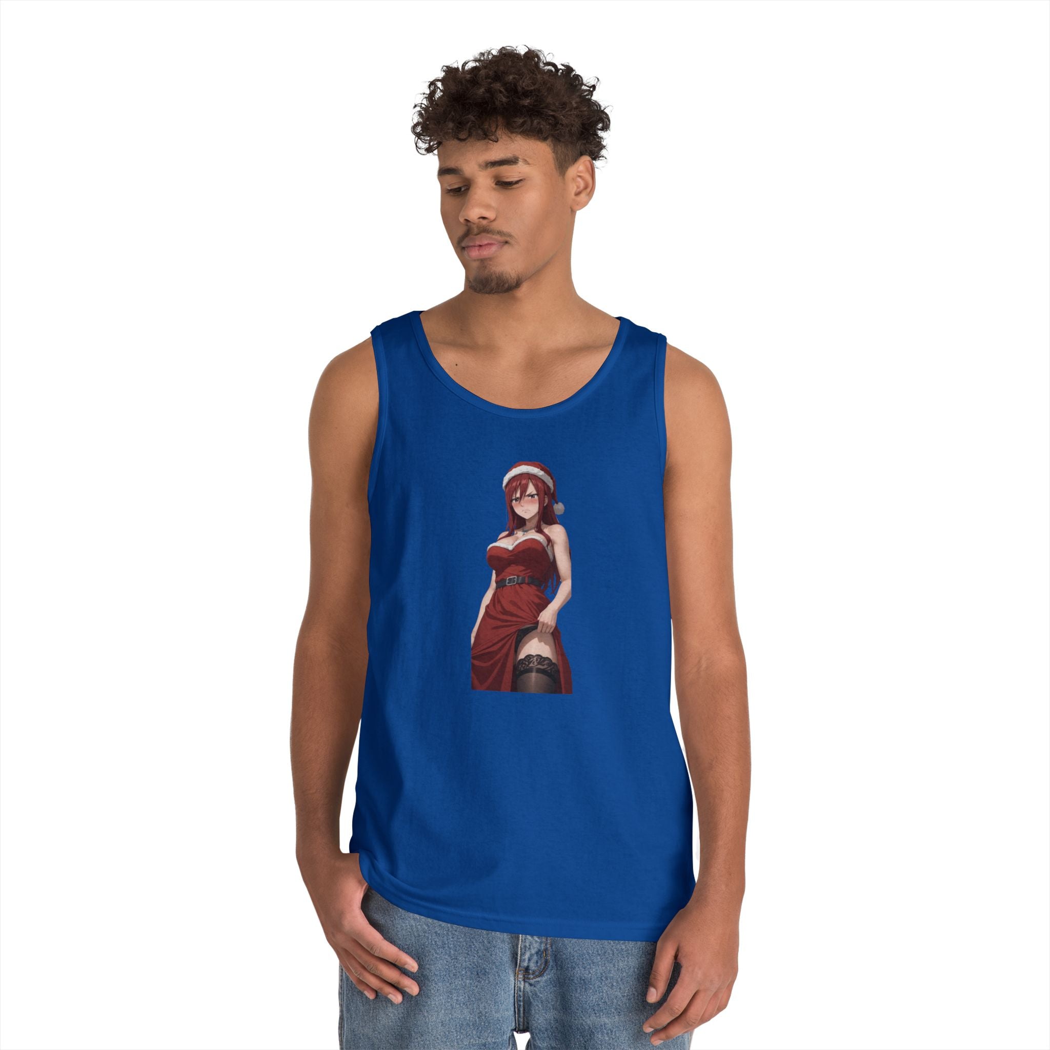 Ezra Scarlet Christmas Themed Angry Anime Heavy Cotton Tank Top