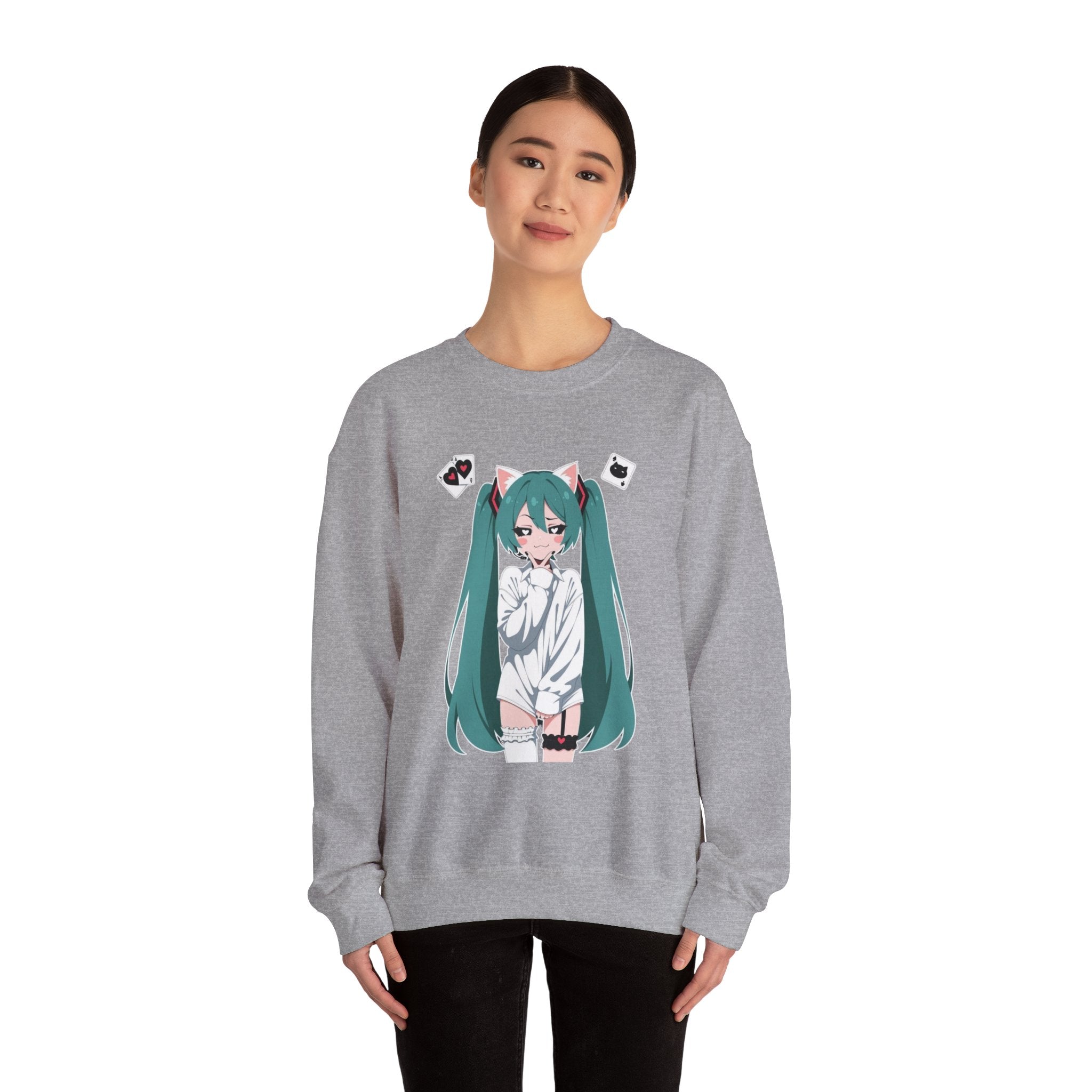 Hatsune Miku Catgirl Cute Unisex Heavy Blend™ Crewneck Sweatshirt