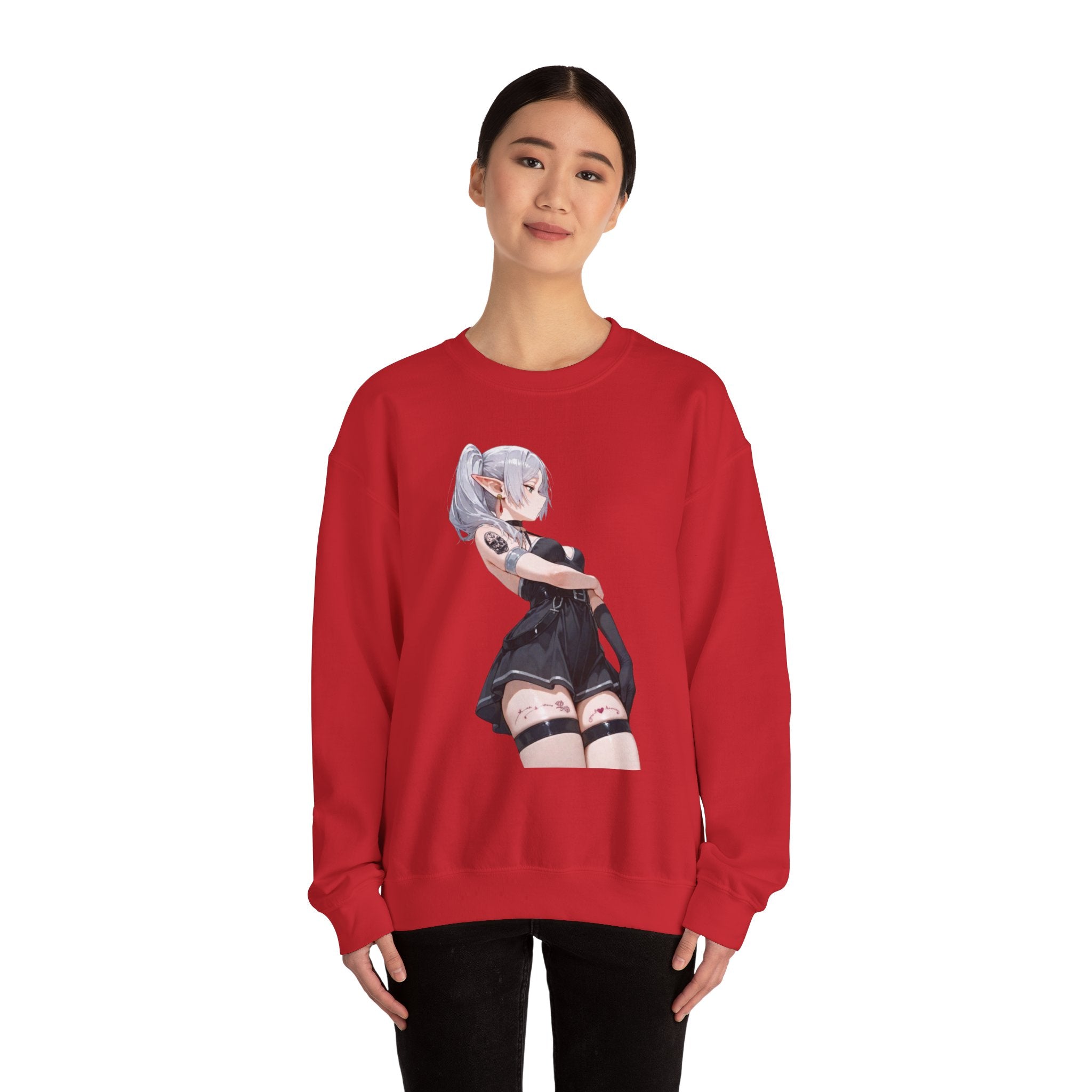 Sexy Frieren Tattooed Black Outfit Unisex Heavy Blend™ Crewneck Sweatshirt