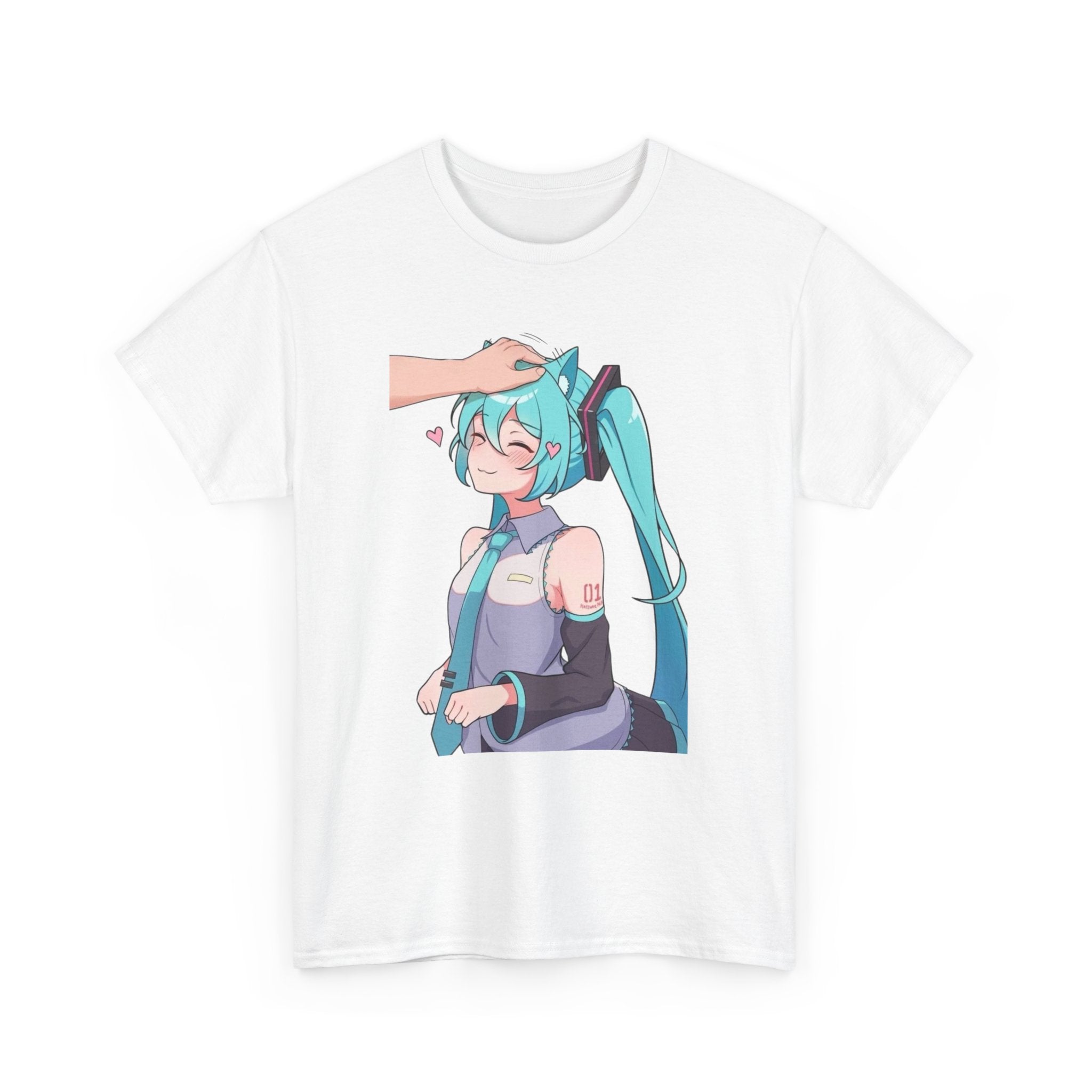 Hatsune Miku Headpat Smiling Catgirl Heavy Cotton Tee
