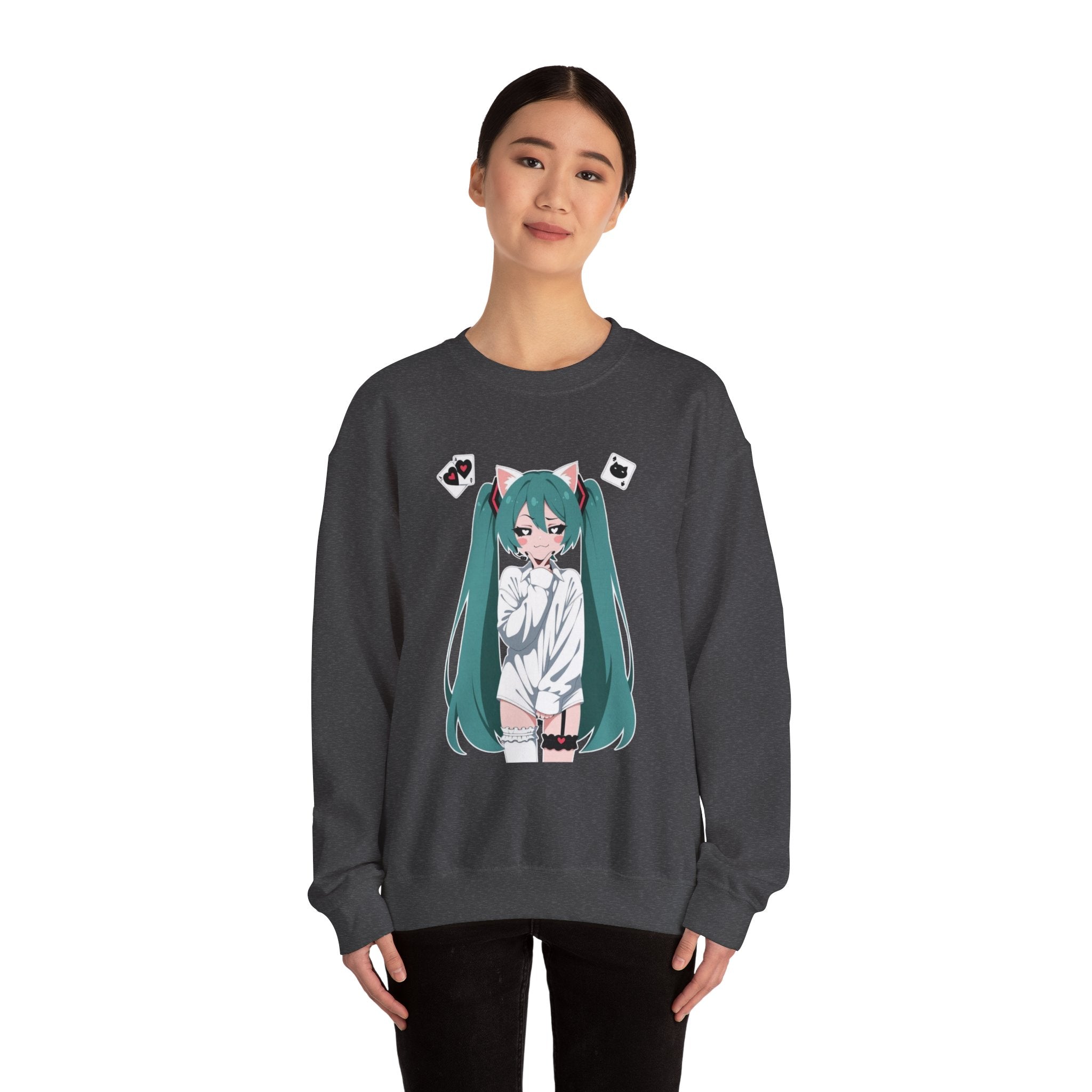 Hatsune Miku Catgirl Cute Unisex Heavy Blend™ Crewneck Sweatshirt