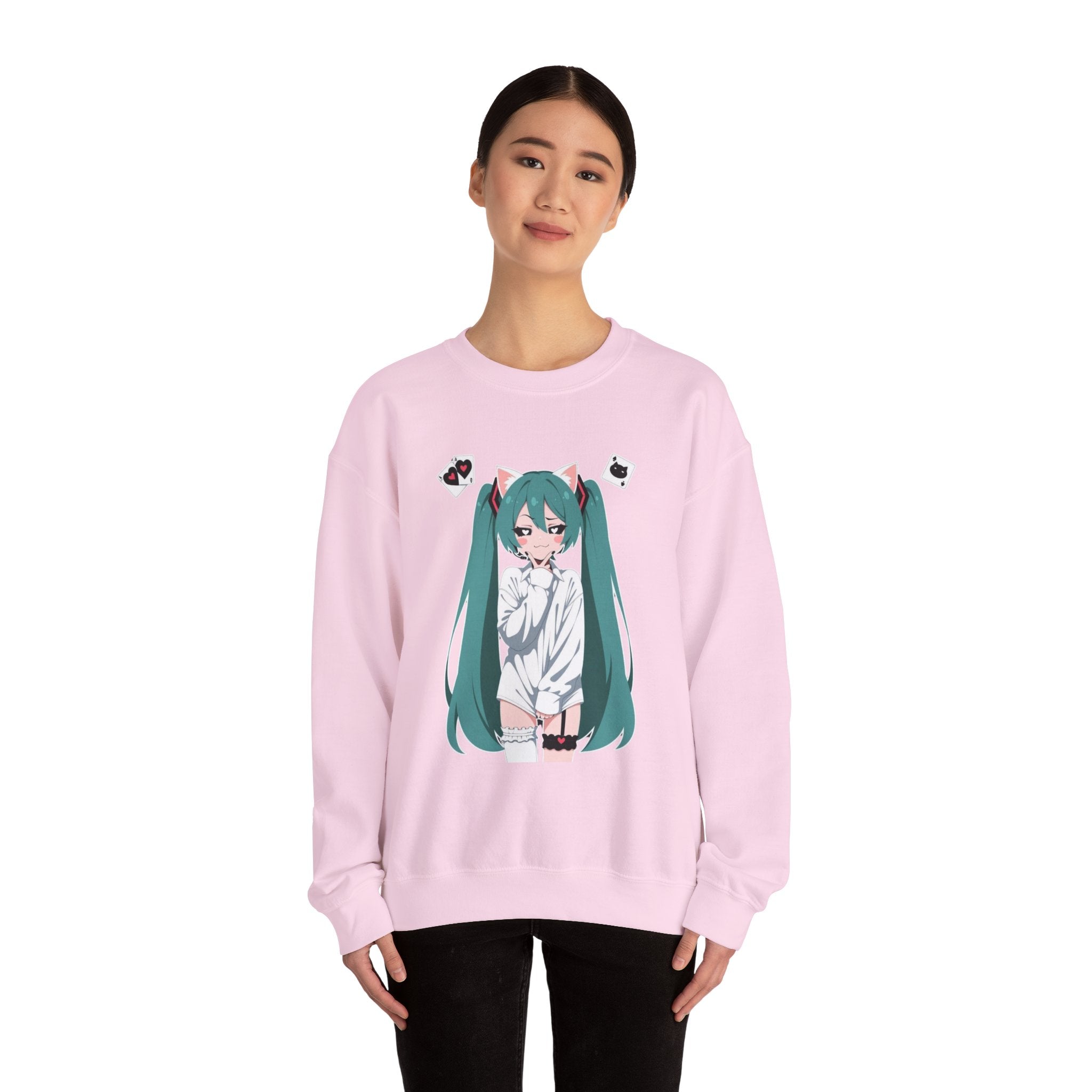 Hatsune Miku Catgirl Cute Unisex Heavy Blend™ Crewneck Sweatshirt