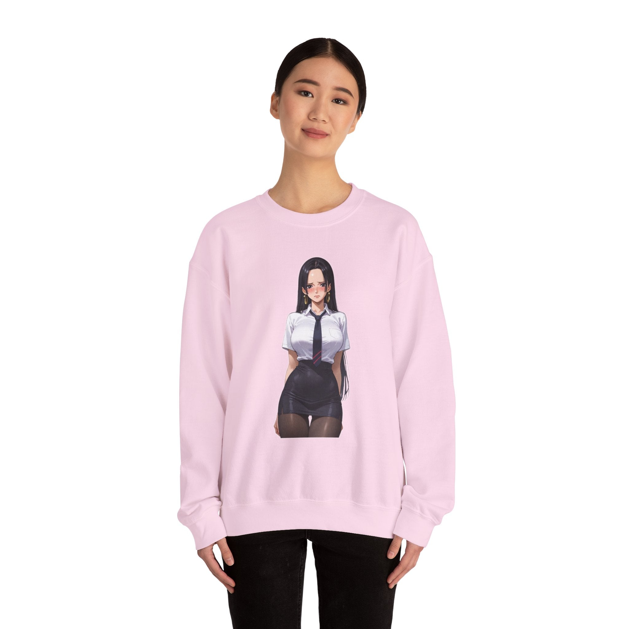 Nico Robin Office Lady Blushing Anime Unisex Heavy Blend™ Crewneck Sweatshirt