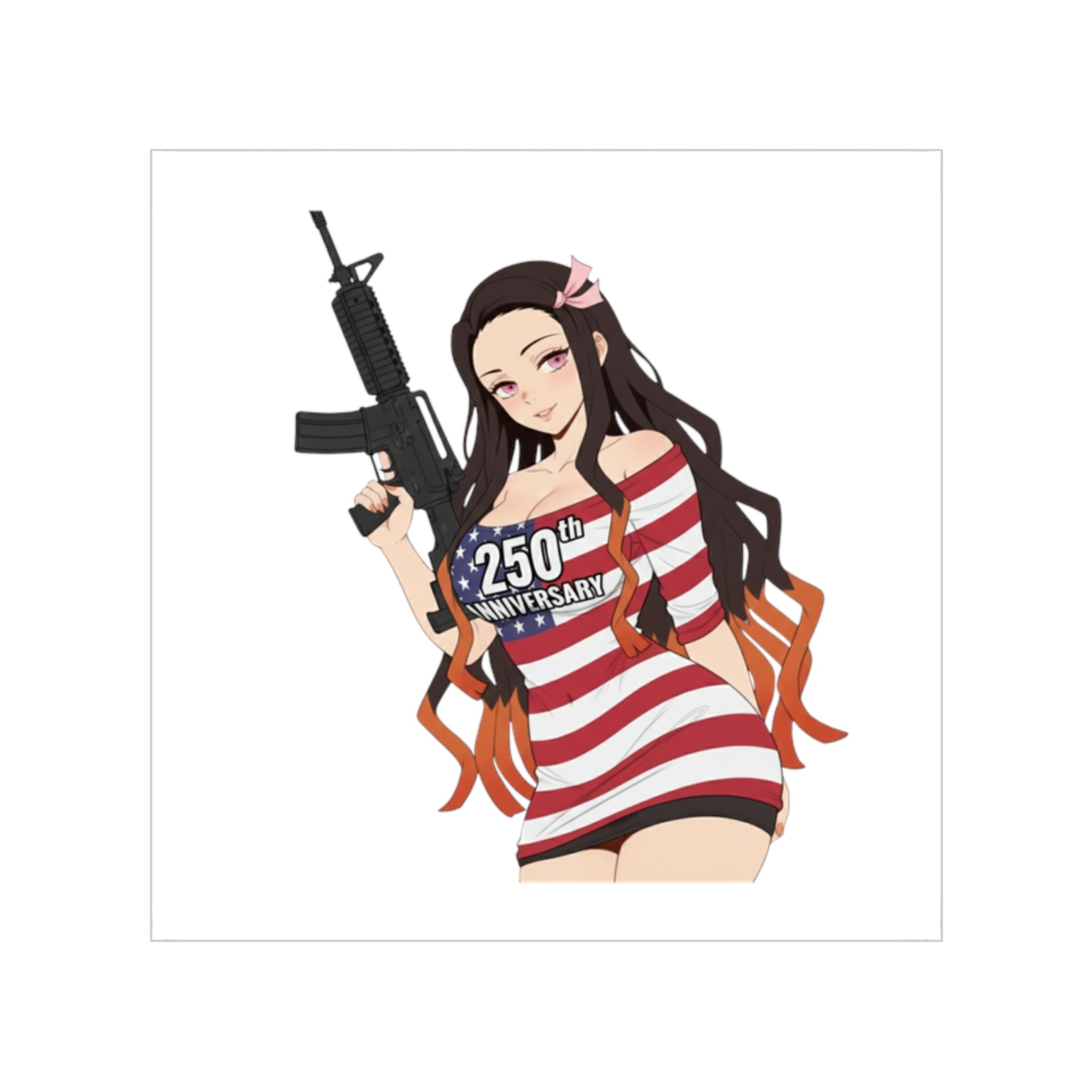 Nezuko Cansual Sexy Gun Waifu Sticker
