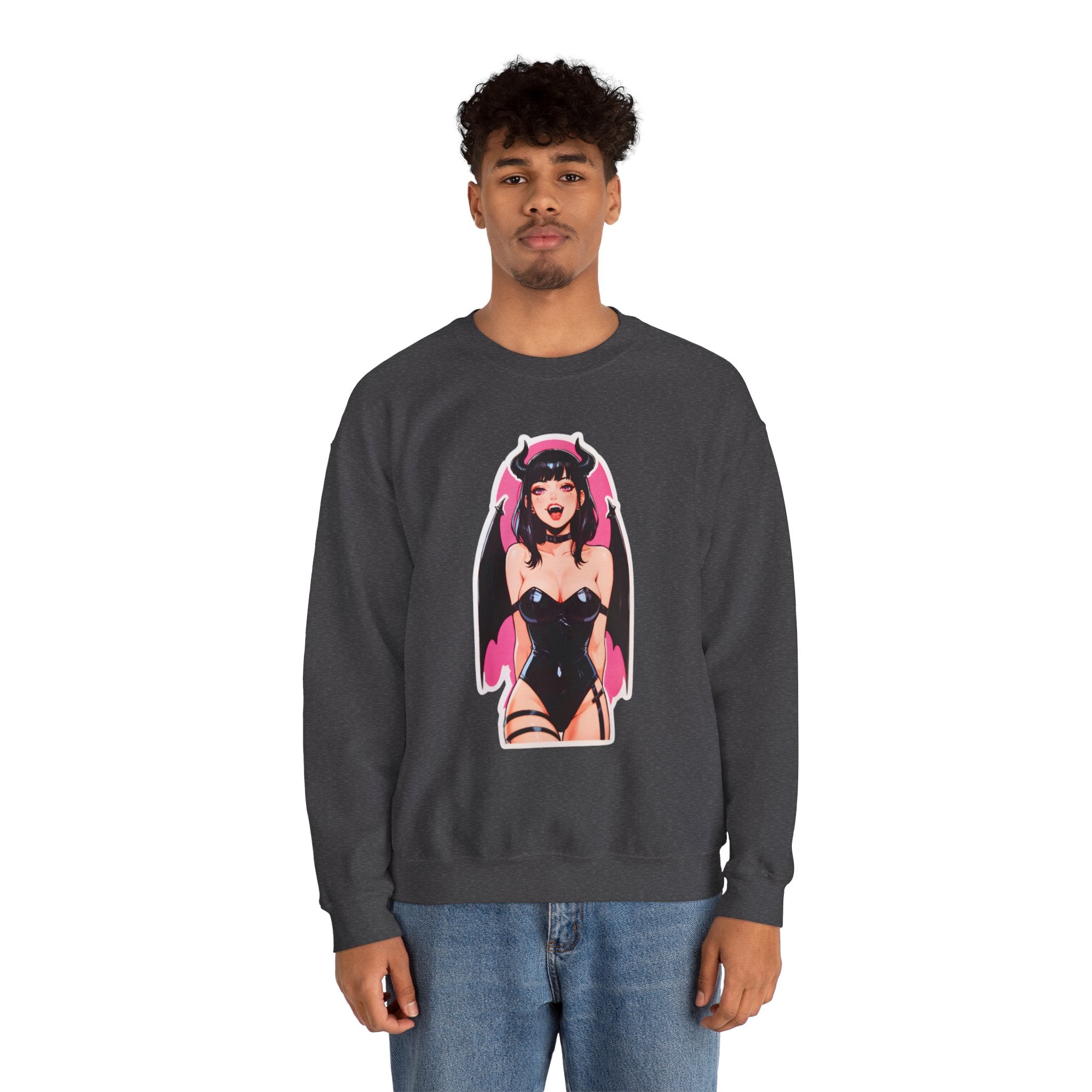 Succubus Ahegao Dark Gothic Unisex Heavy Blend™ Crewneck Sweatshirt