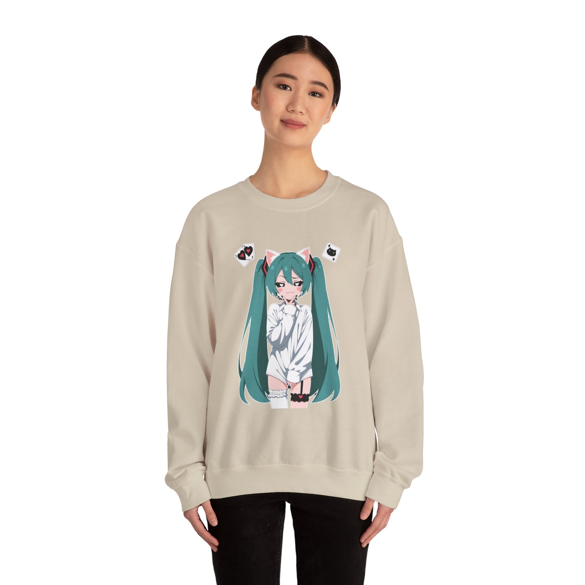 Hatsune Miku Catgirl Cute Unisex Heavy Blend™ Crewneck Sweatshirt