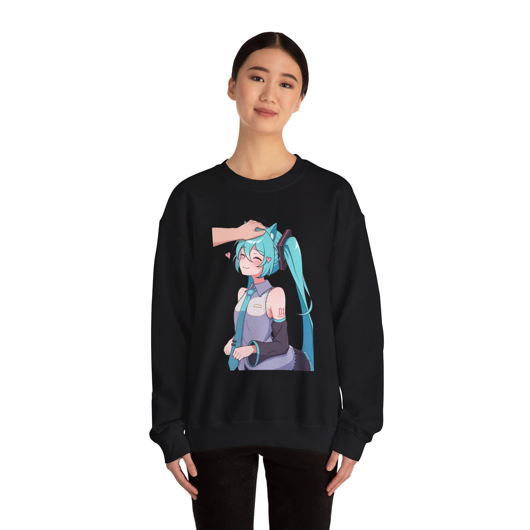 Hatsune Miku Headpat Smiling Catgirl Unisex Heavy Blend™ Crewneck Sweatshirt