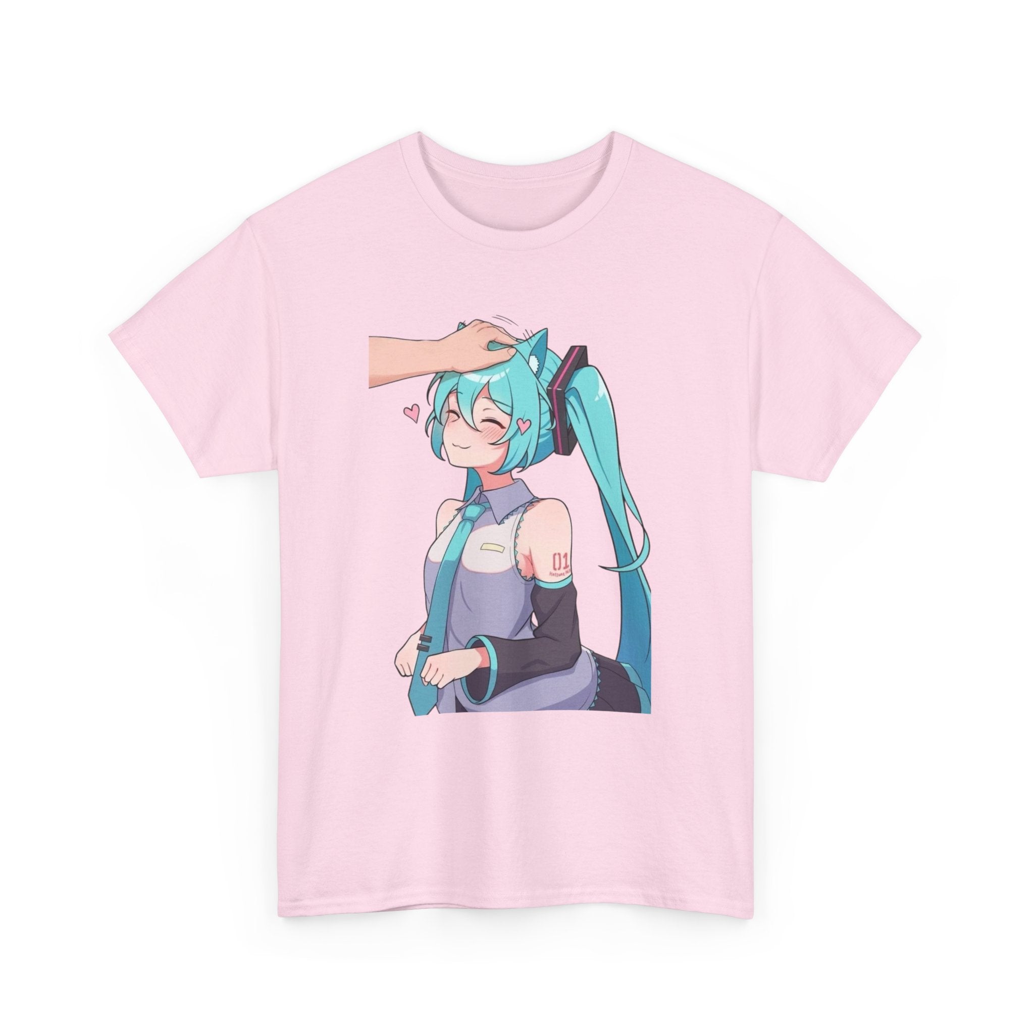 Hatsune Miku Headpat Smiling Catgirl Heavy Cotton Tee