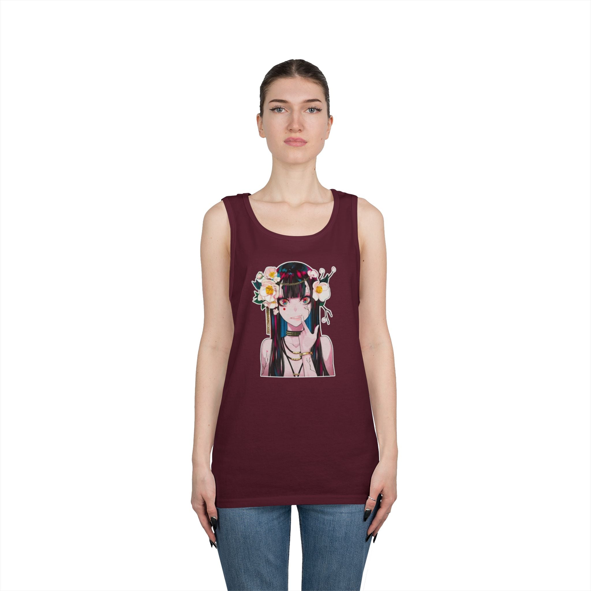 Vampire Girl Dark Fantasy Heavy Cotton Tank Top