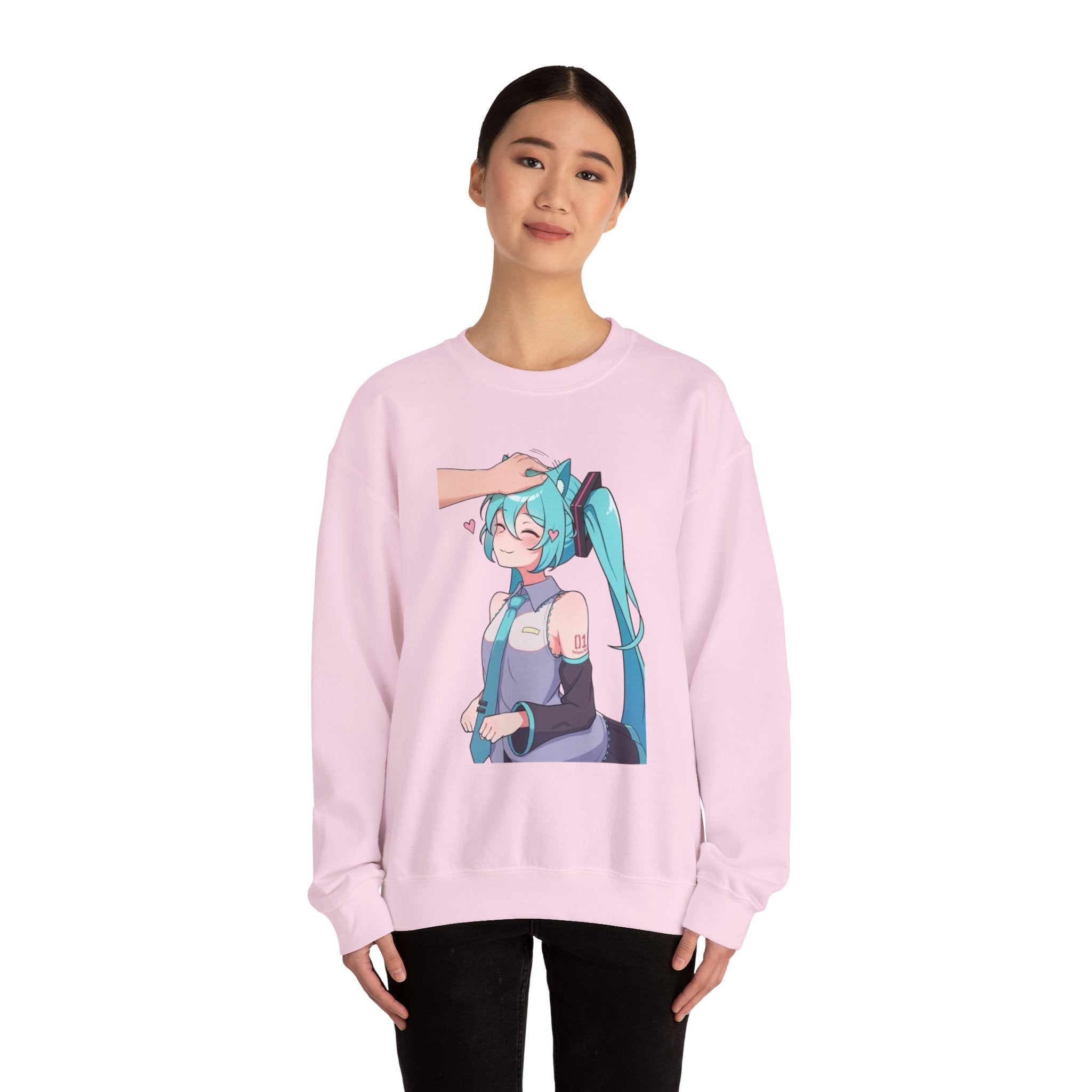 Hatsune Miku Headpat Smiling Catgirl Unisex Heavy Blend™ Crewneck Sweatshirt