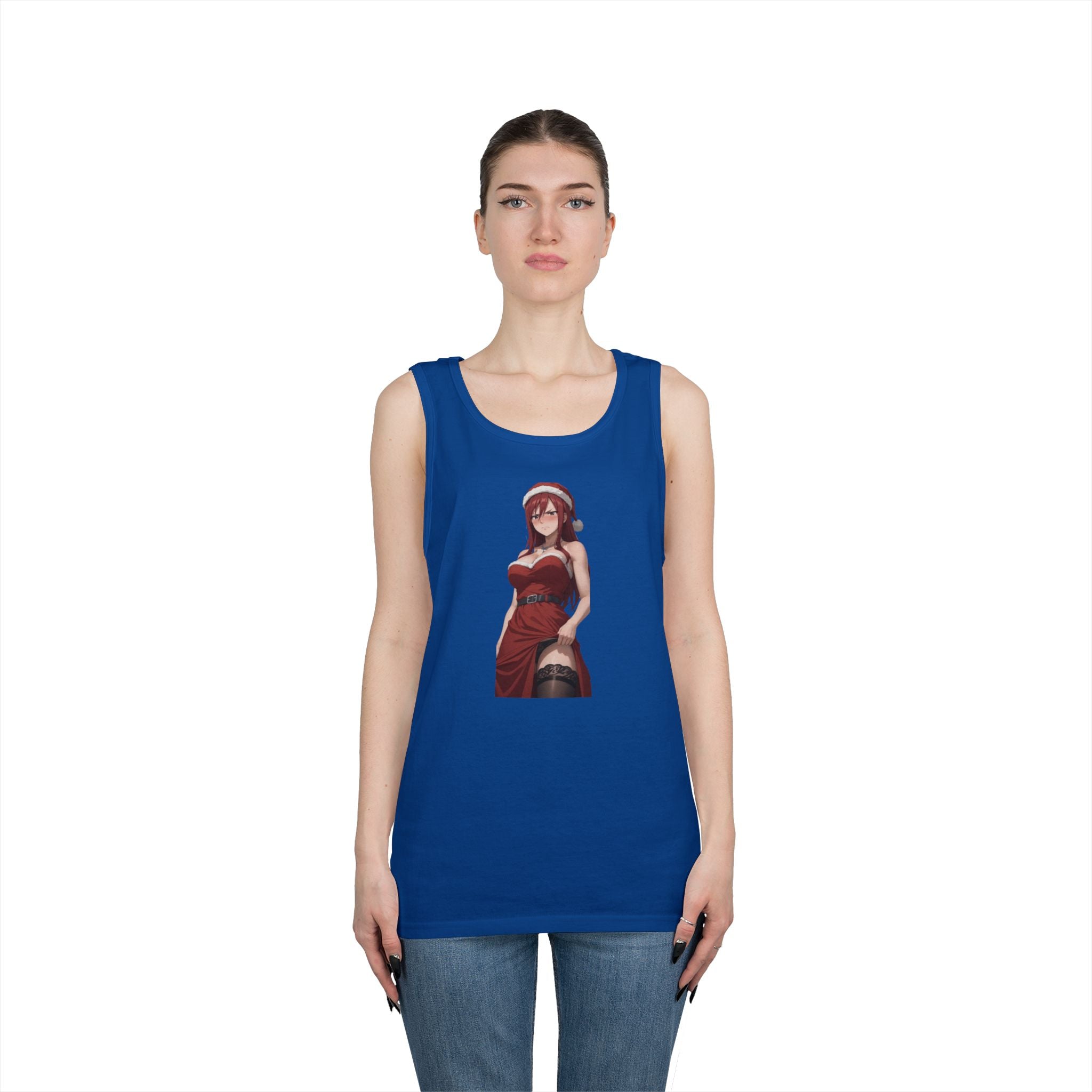 Ezra Scarlet Christmas Themed Angry Anime Heavy Cotton Tank Top