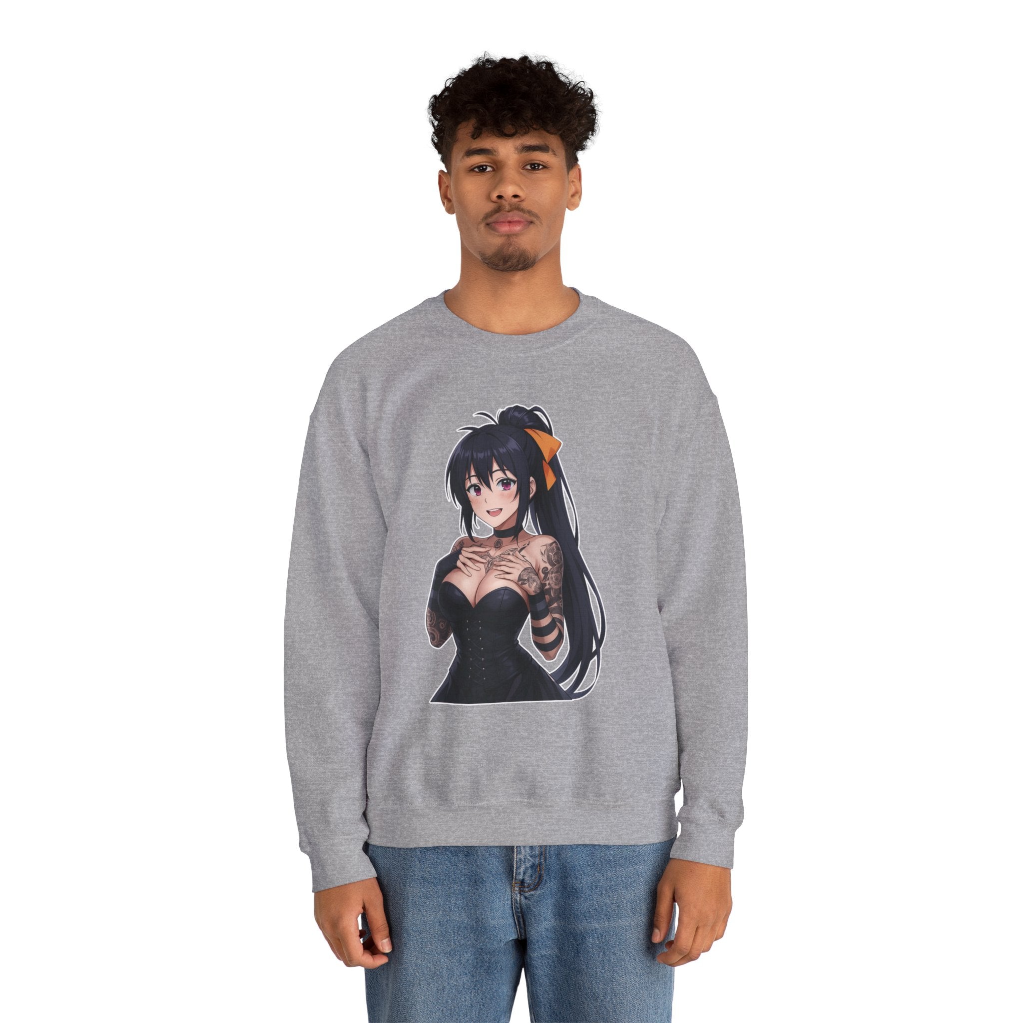 Gothic Style Akeno Himejima Tattoed Waifu Unisex Heavy Blend™ Crewneck Sweatshirt