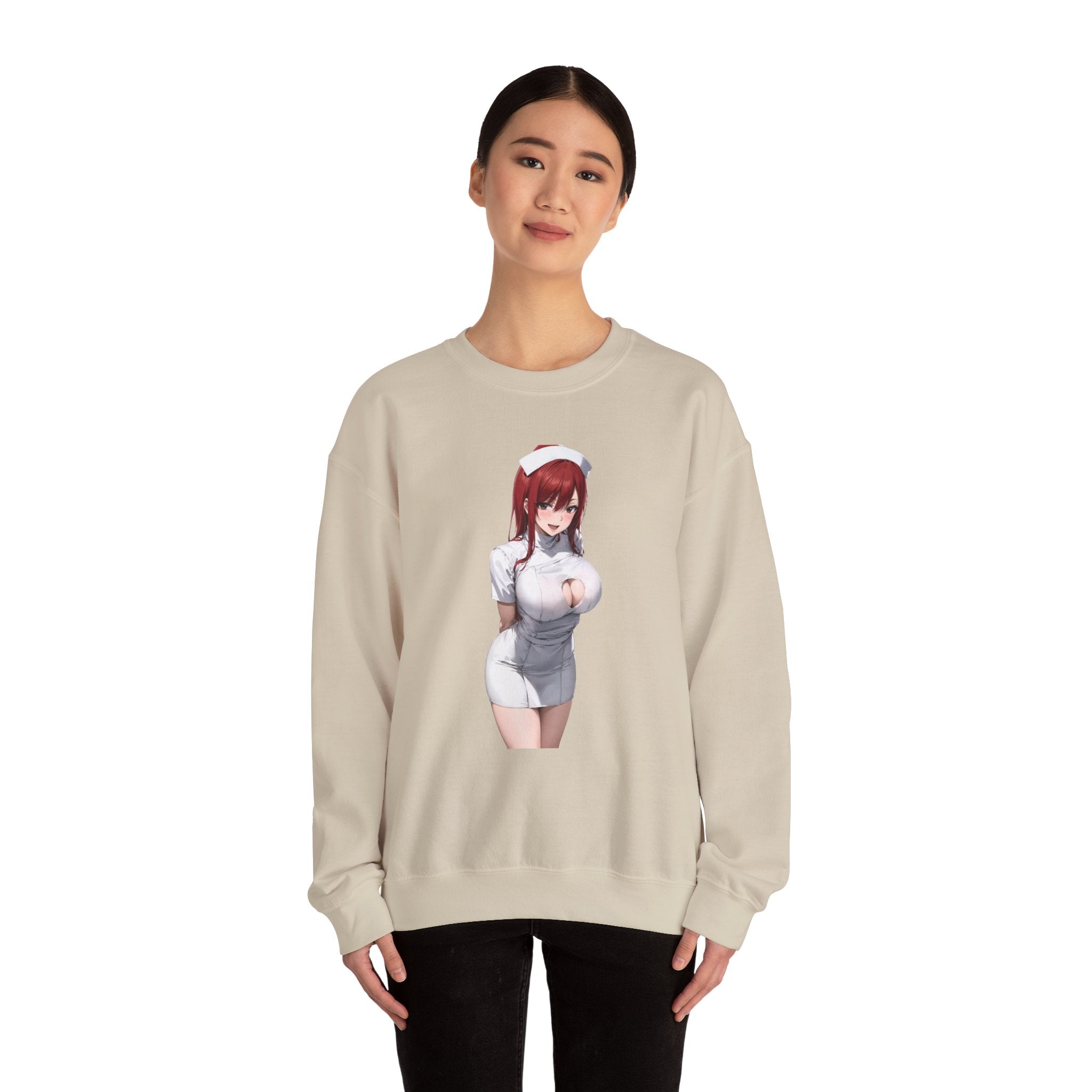 Ezra Scarlet Nurse Uniform Anime Unisex Heavy Blend™ Crewneck Sweatshirt