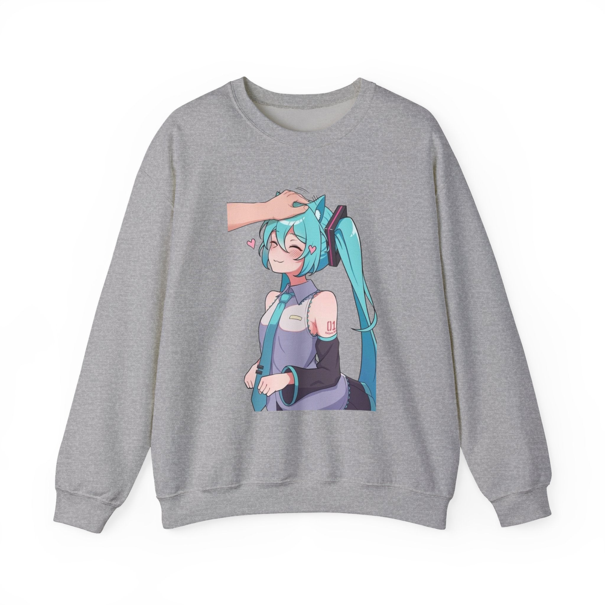 Hatsune Miku Headpat Smiling Catgirl Unisex Heavy Blend™ Crewneck Sweatshirt