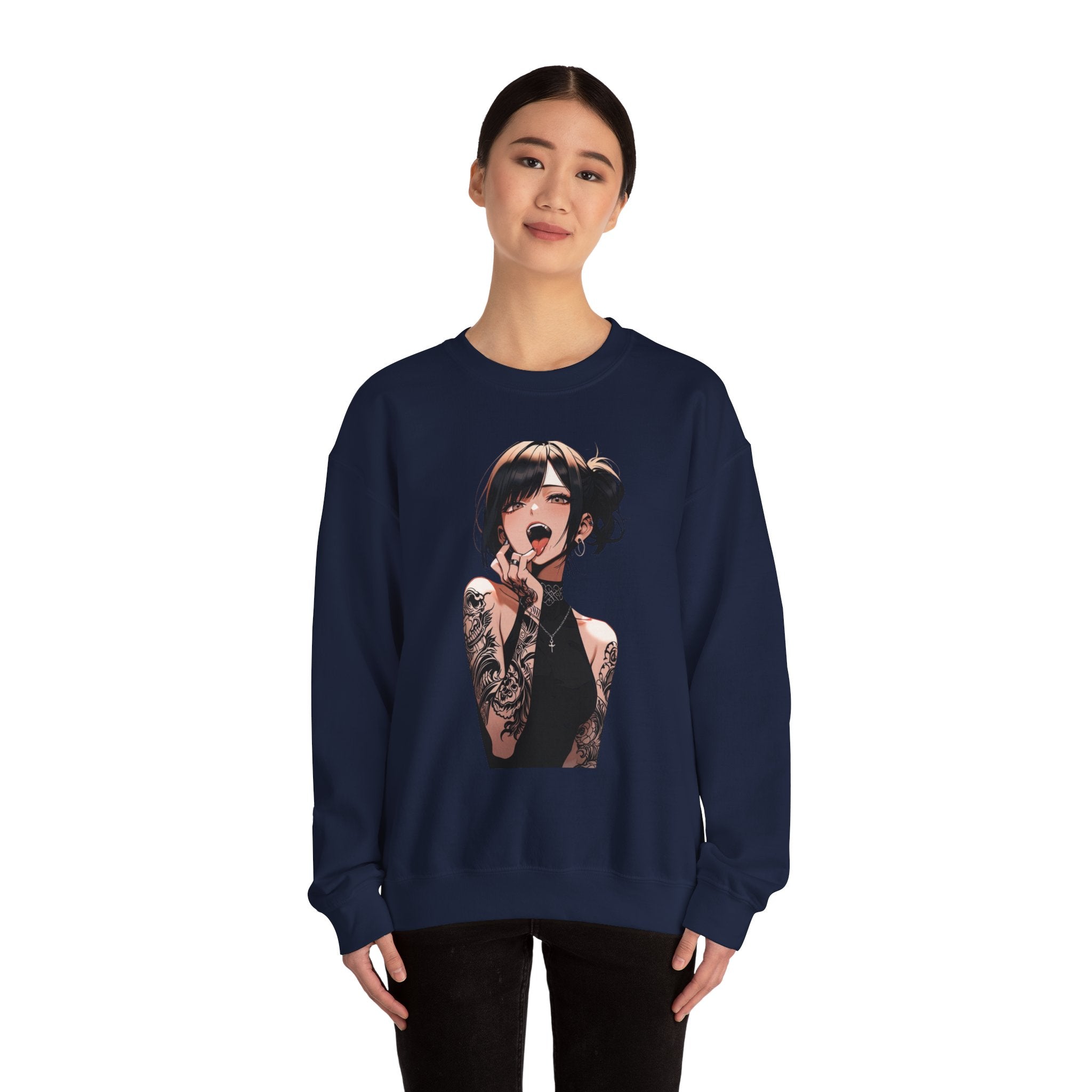Gothic Himiko Toga Tattooed Ahegao Unisex Heavy Blend™ Crewneck Sweatshirt