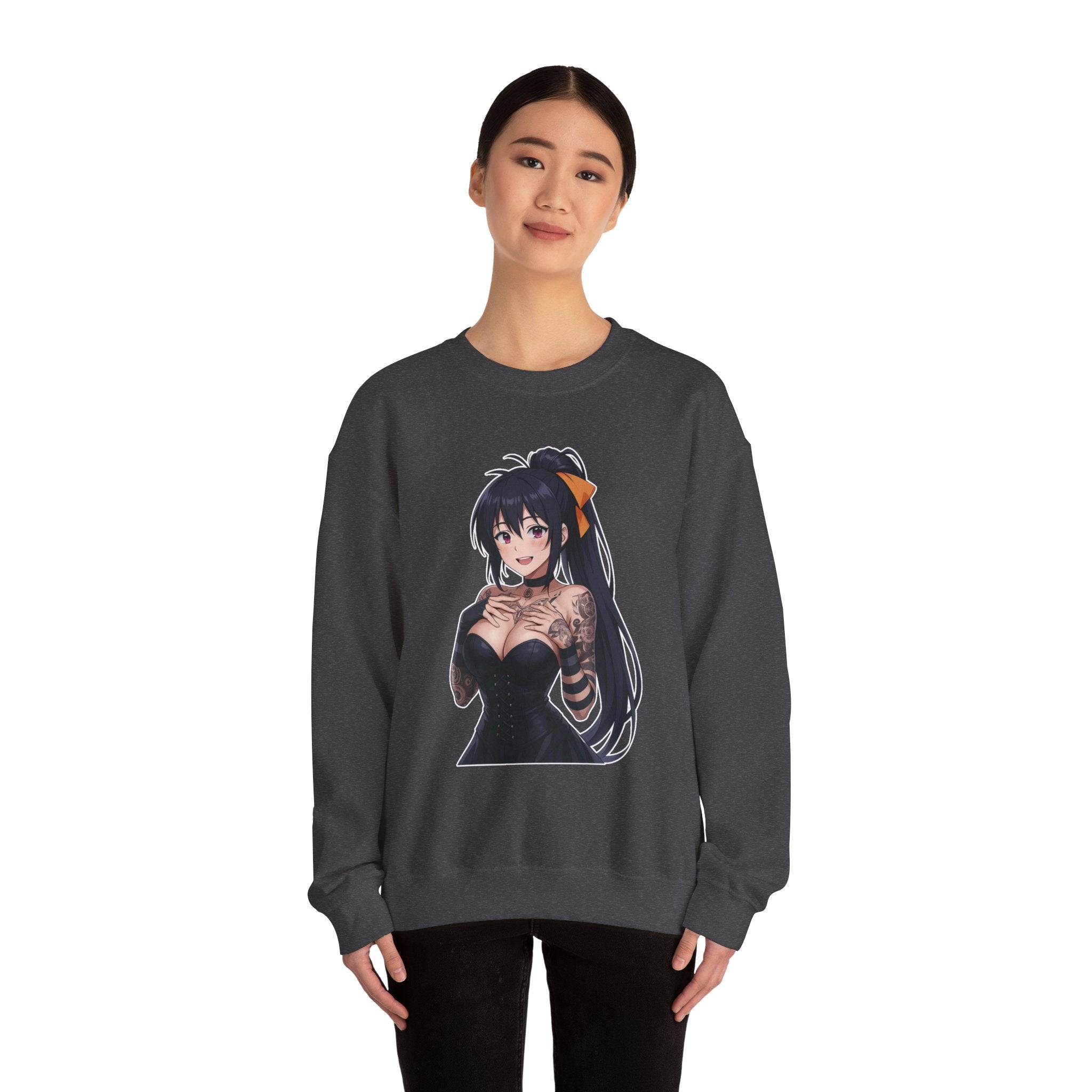 Gothic Style Akeno Himejima Tattoed Waifu Unisex Heavy Blend™ Crewneck Sweatshirt