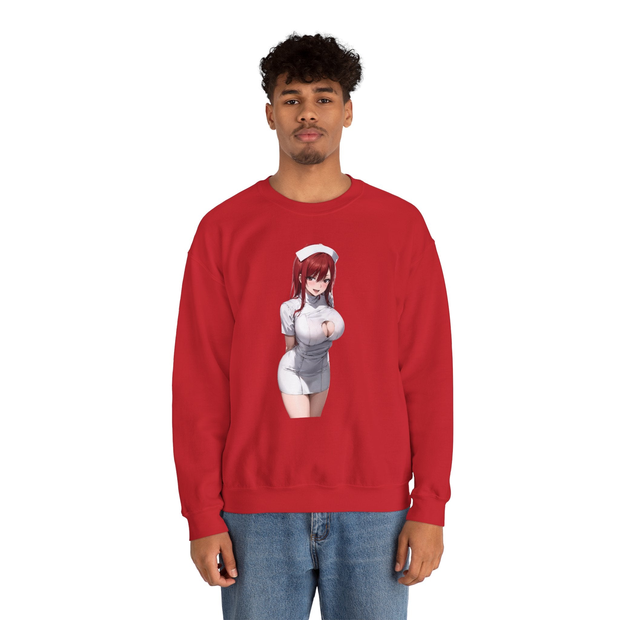 Ezra Scarlet Nurse Uniform Anime Unisex Heavy Blend™ Crewneck Sweatshirt