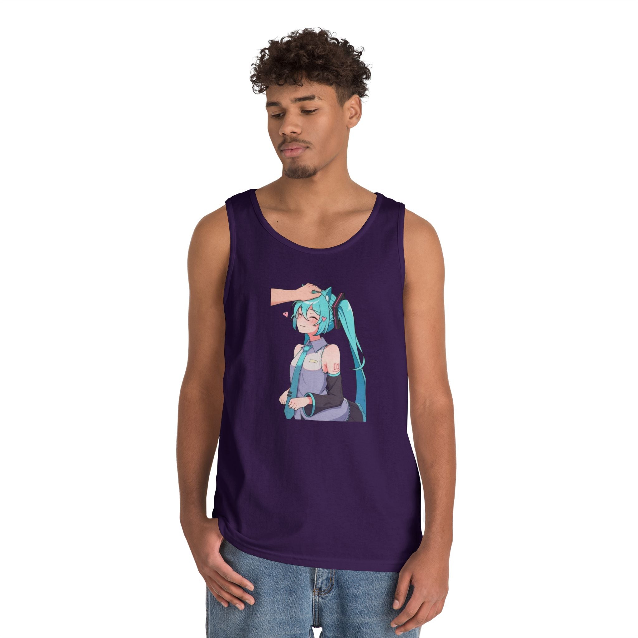 Hatsune Miku Headpat Smiling Catgirl Heavy Cotton Tank Top