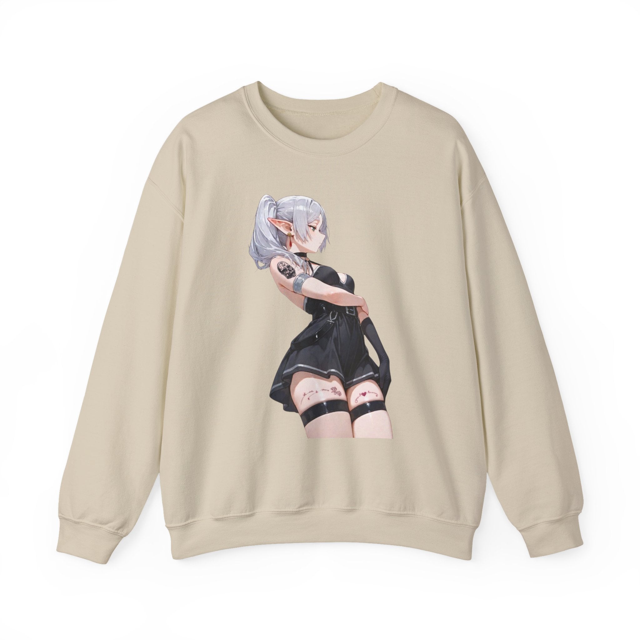 Sexy Frieren Tattooed Black Outfit Unisex Heavy Blend™ Crewneck Sweatshirt