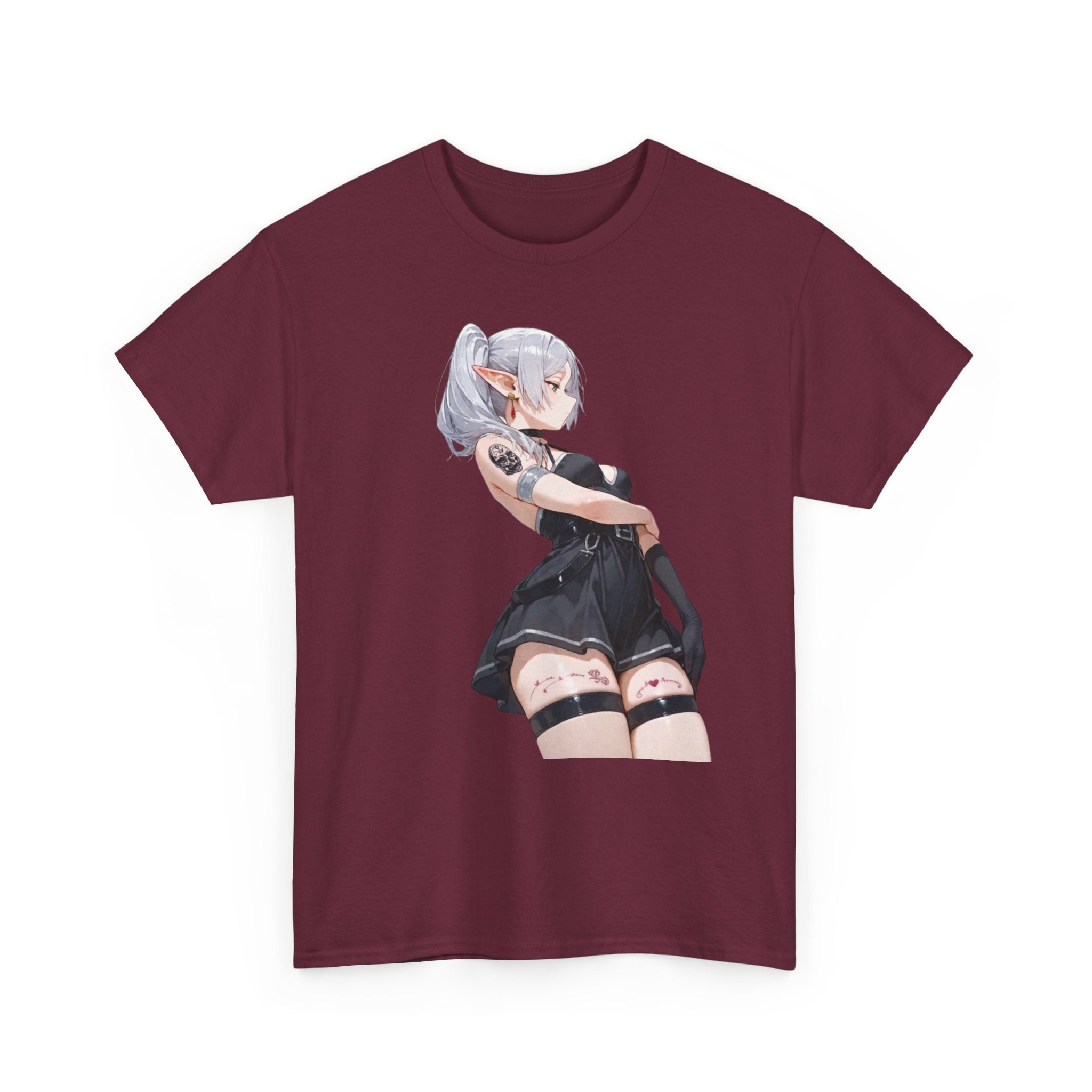Sexy Frieren Tattooed Black Outfit Unisex Heavy Cotton Tee