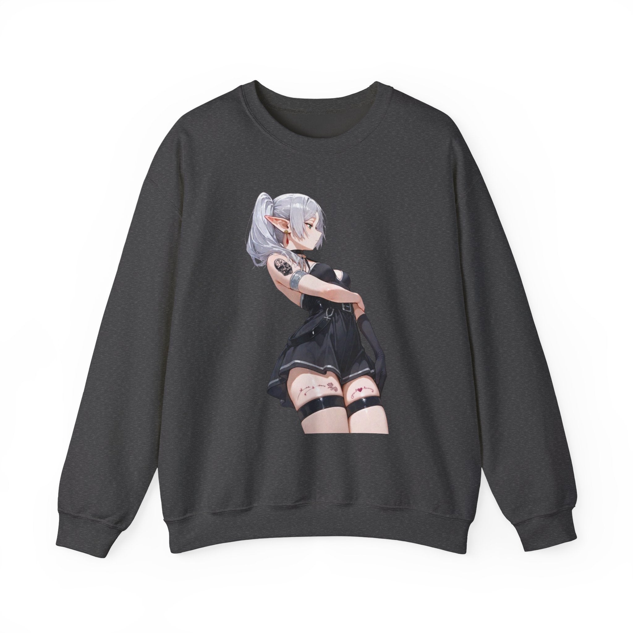 Sexy Frieren Tattooed Black Outfit Unisex Heavy Blend™ Crewneck Sweatshirt